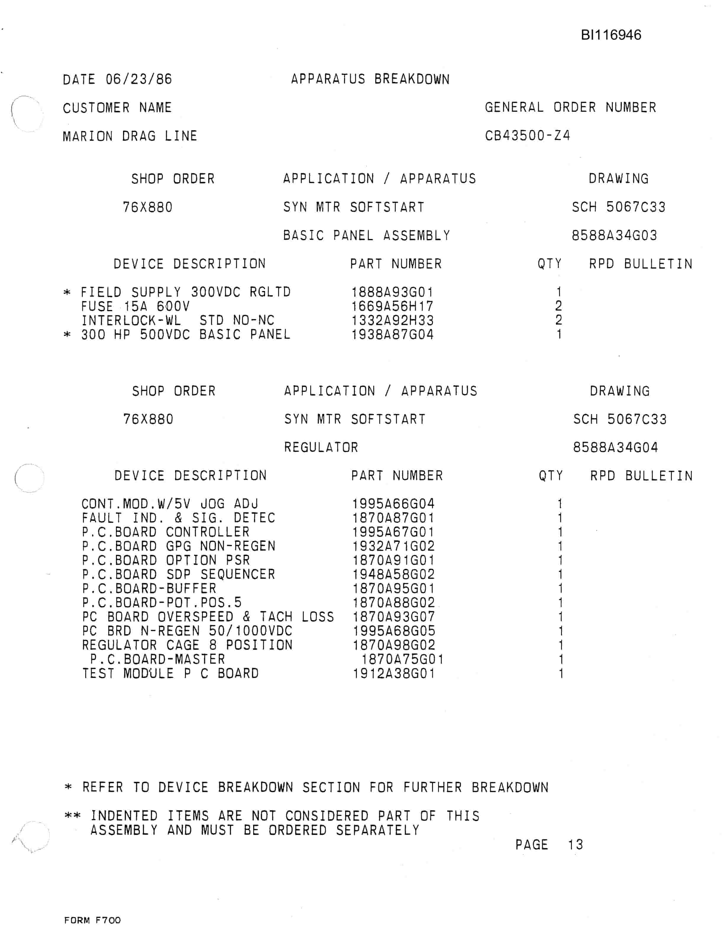 Bucyrus 8050 Electric Walking Dragline Parts Catalog BI116946-2