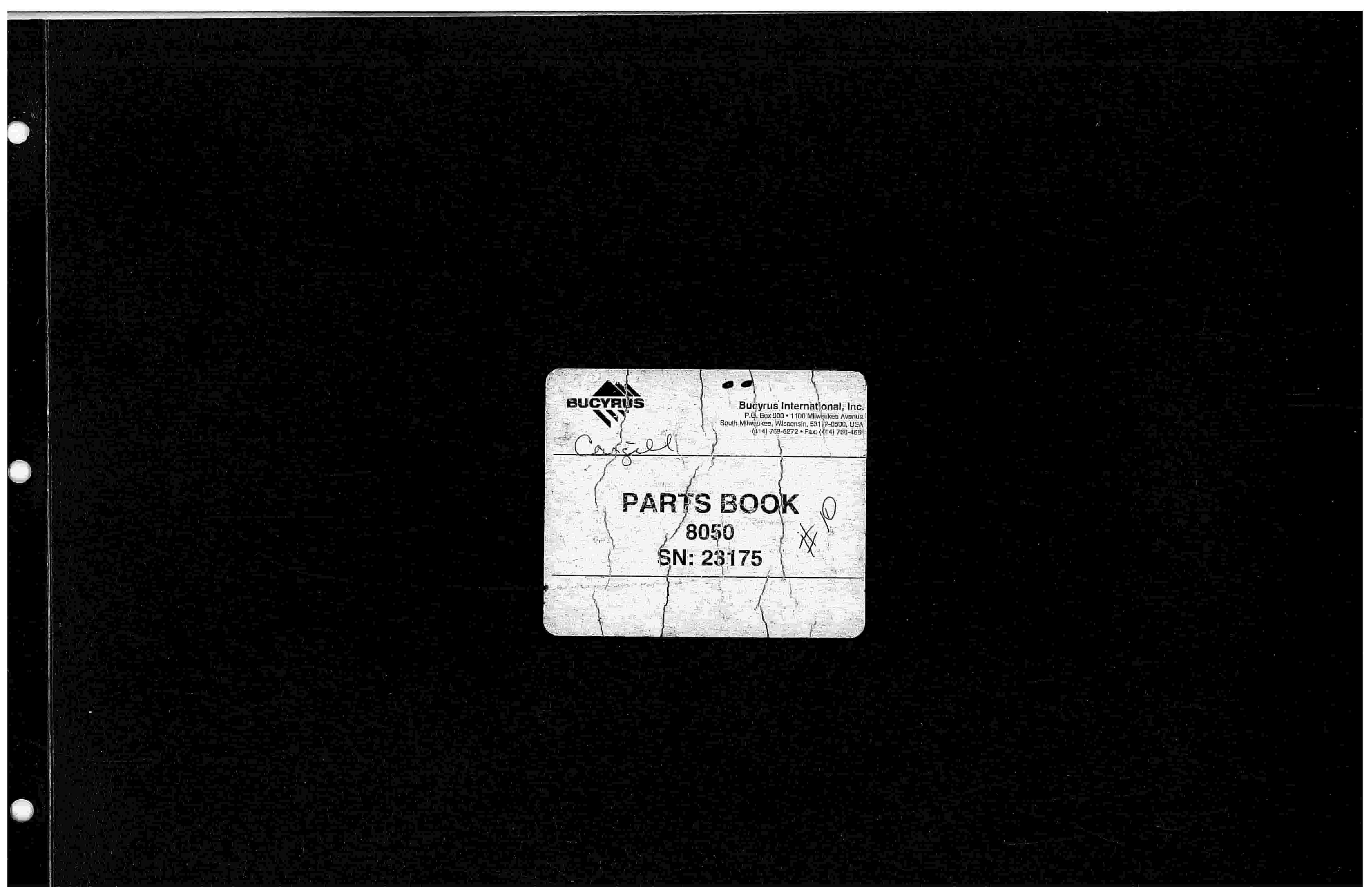 Bucyrus 8050 Parts Book BI117046