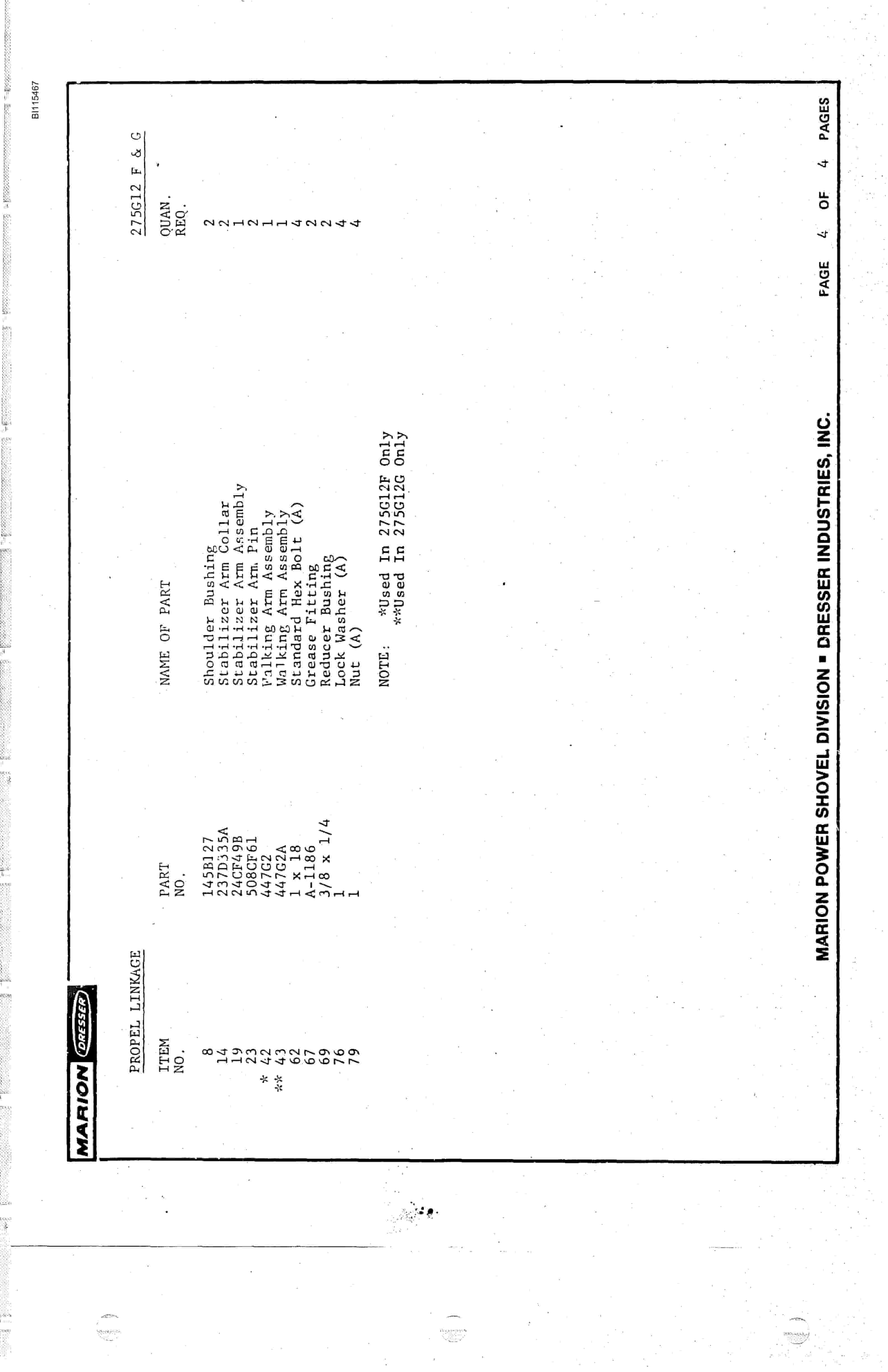 Bucyrus 8050 Parts Catalog BI115467-5