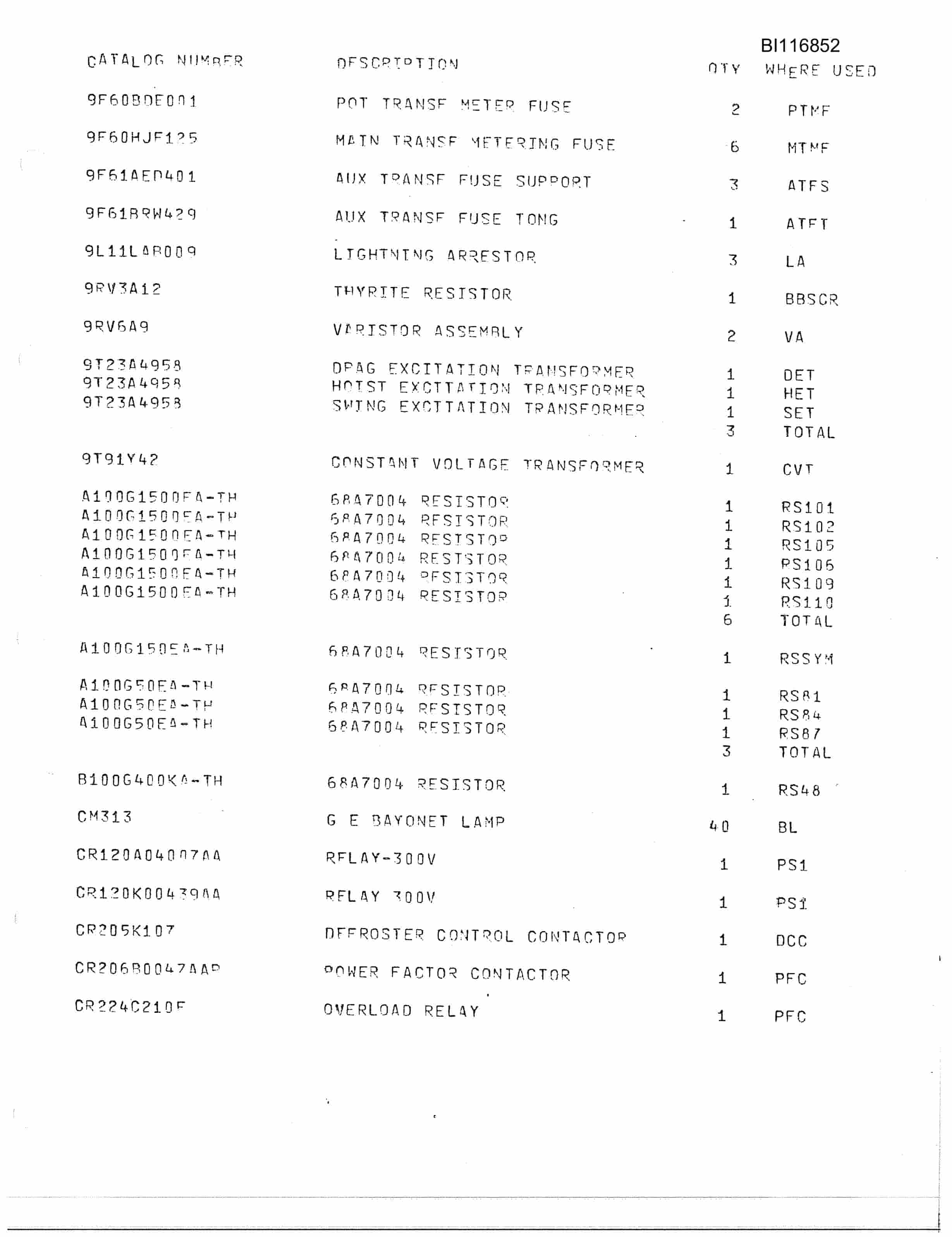 Bucyrus 8050 Shovel Parts Catalog BI116852-2