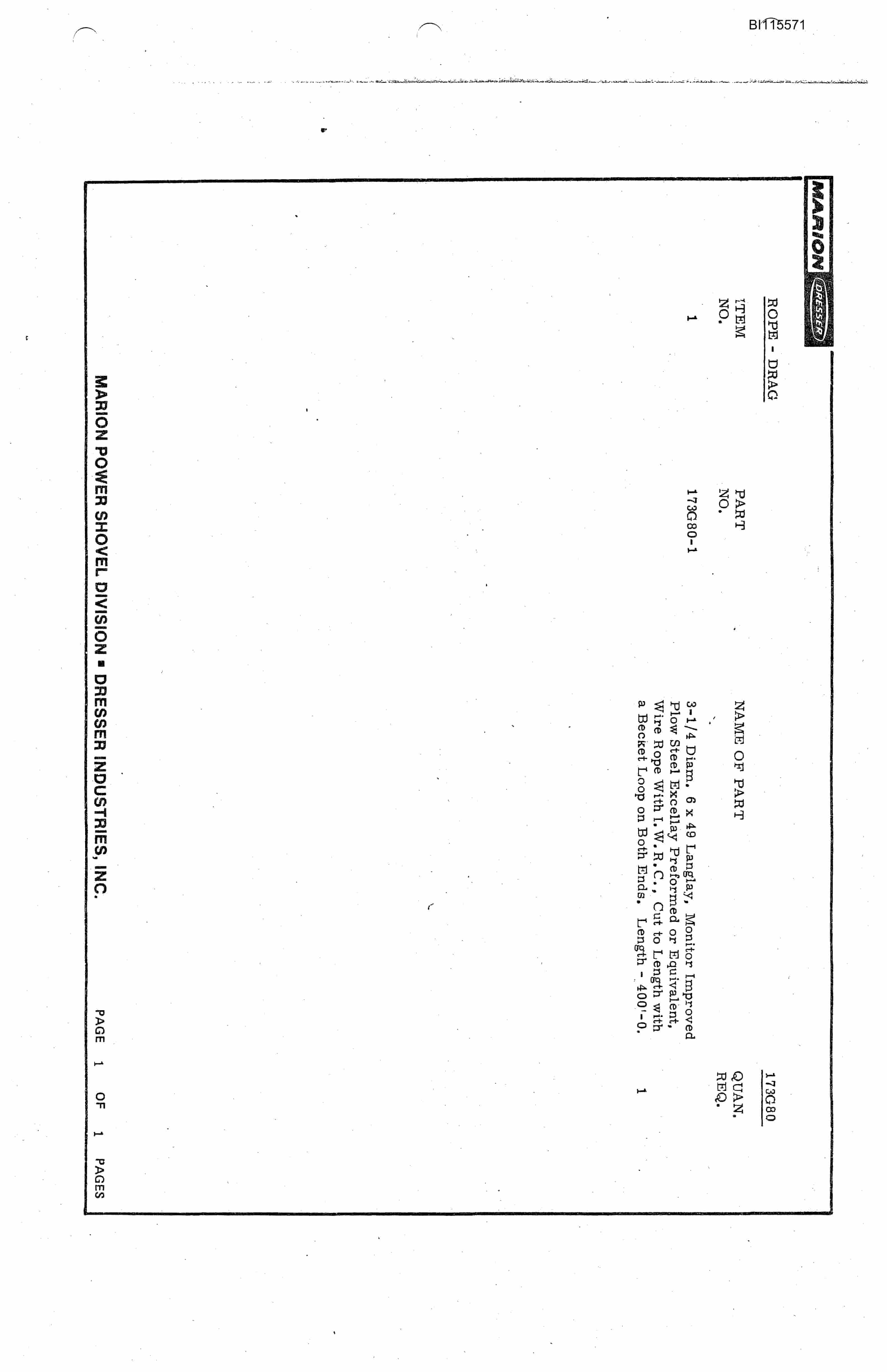Bucyrus 8050 Technical Manual BI115571-3