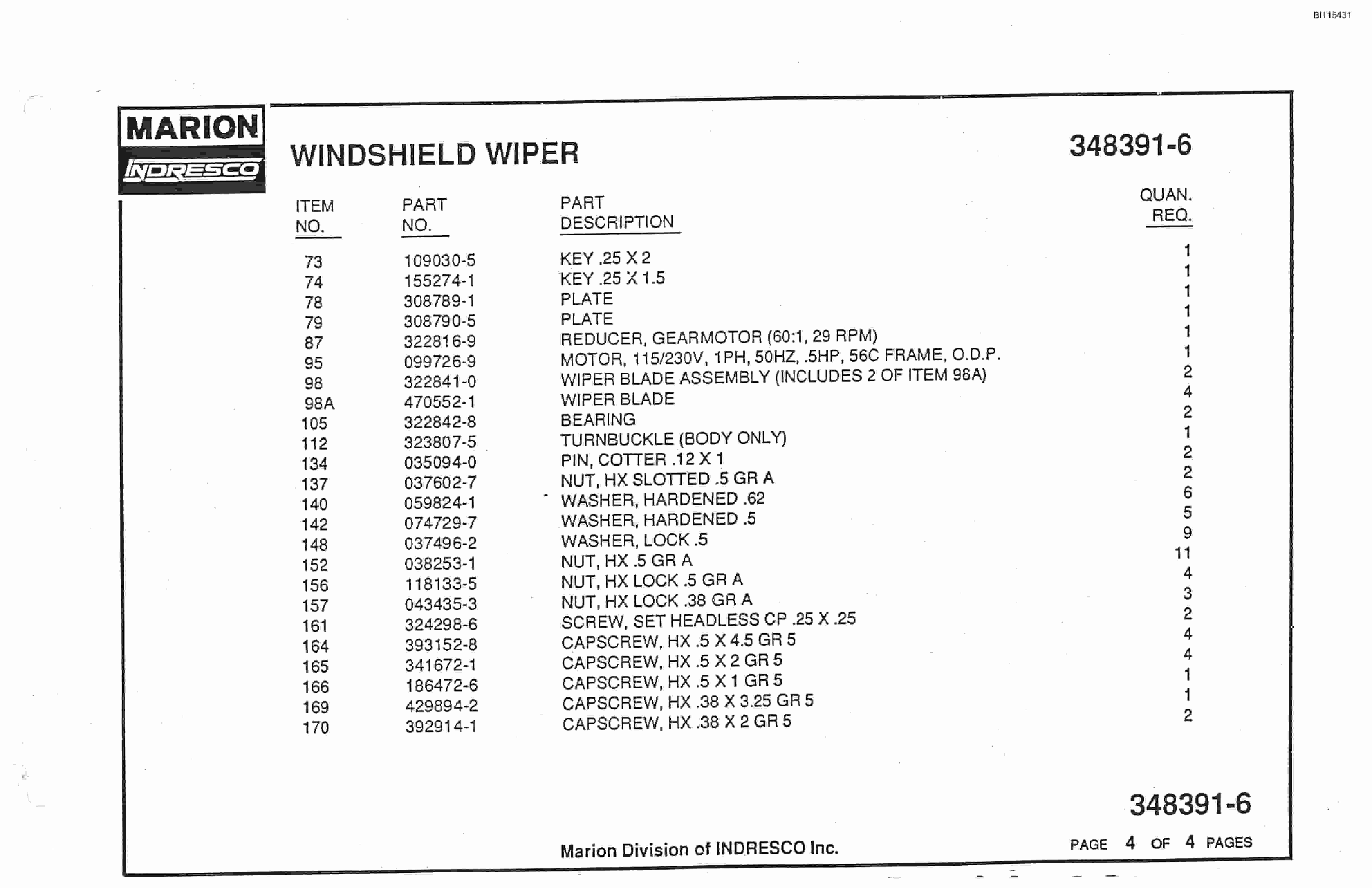 Bucyrus 8050 Walking Dragline Parts Catalog BI115431-2