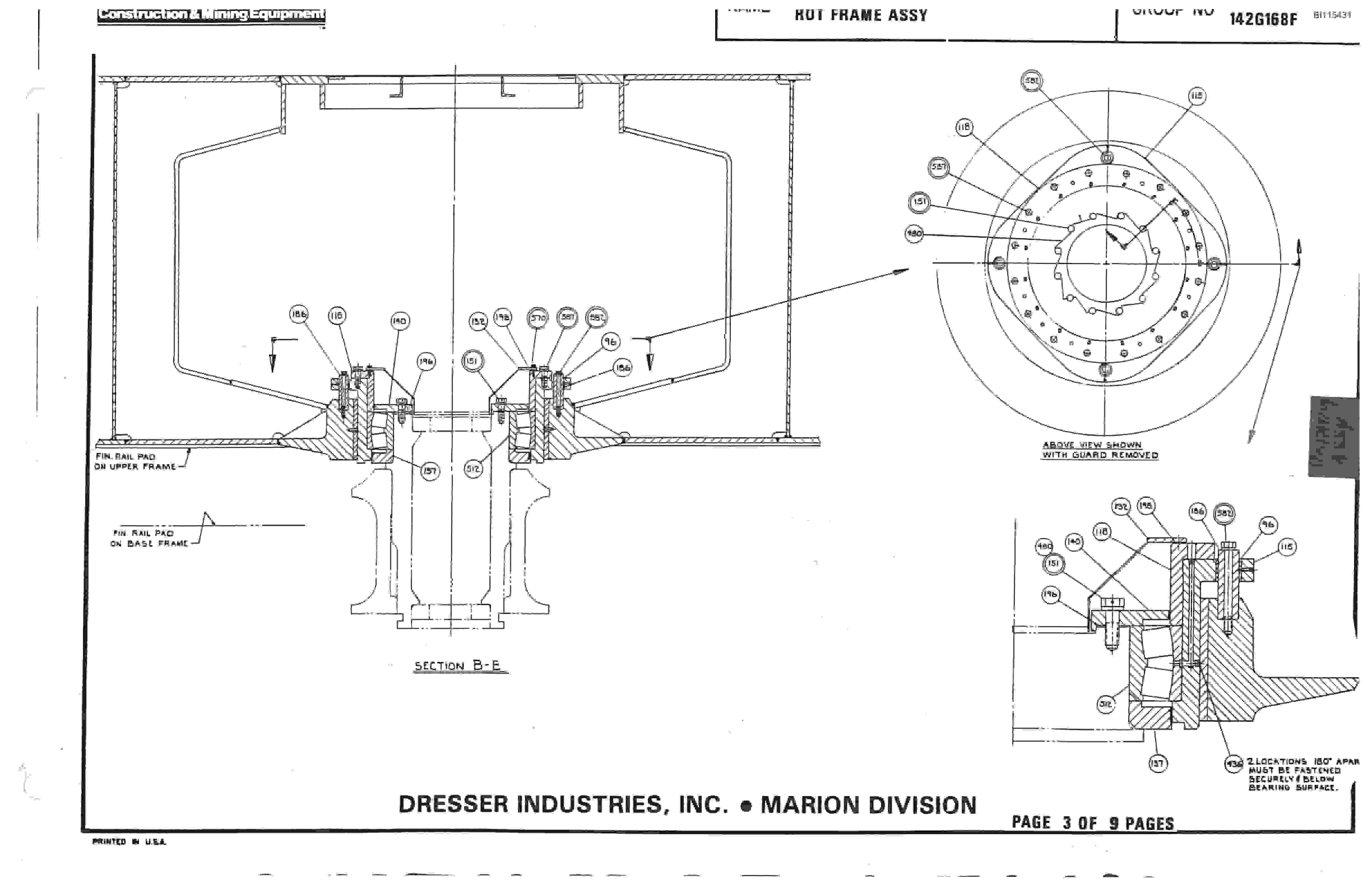 Bucyrus 8050 Walking Dragline Parts Catalog BI115431-3