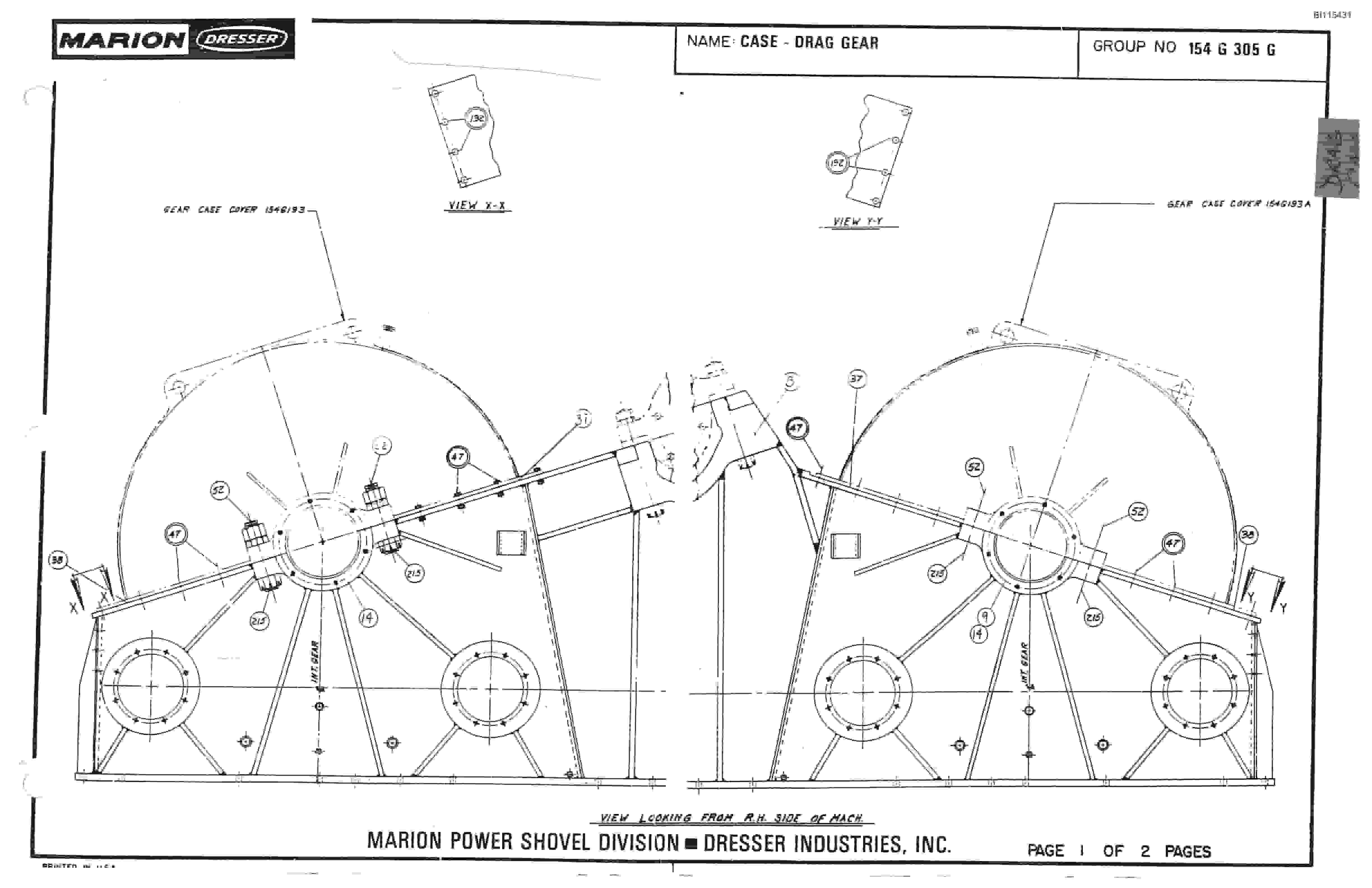 Bucyrus 8050 Walking Dragline Parts Catalog BI115431-4