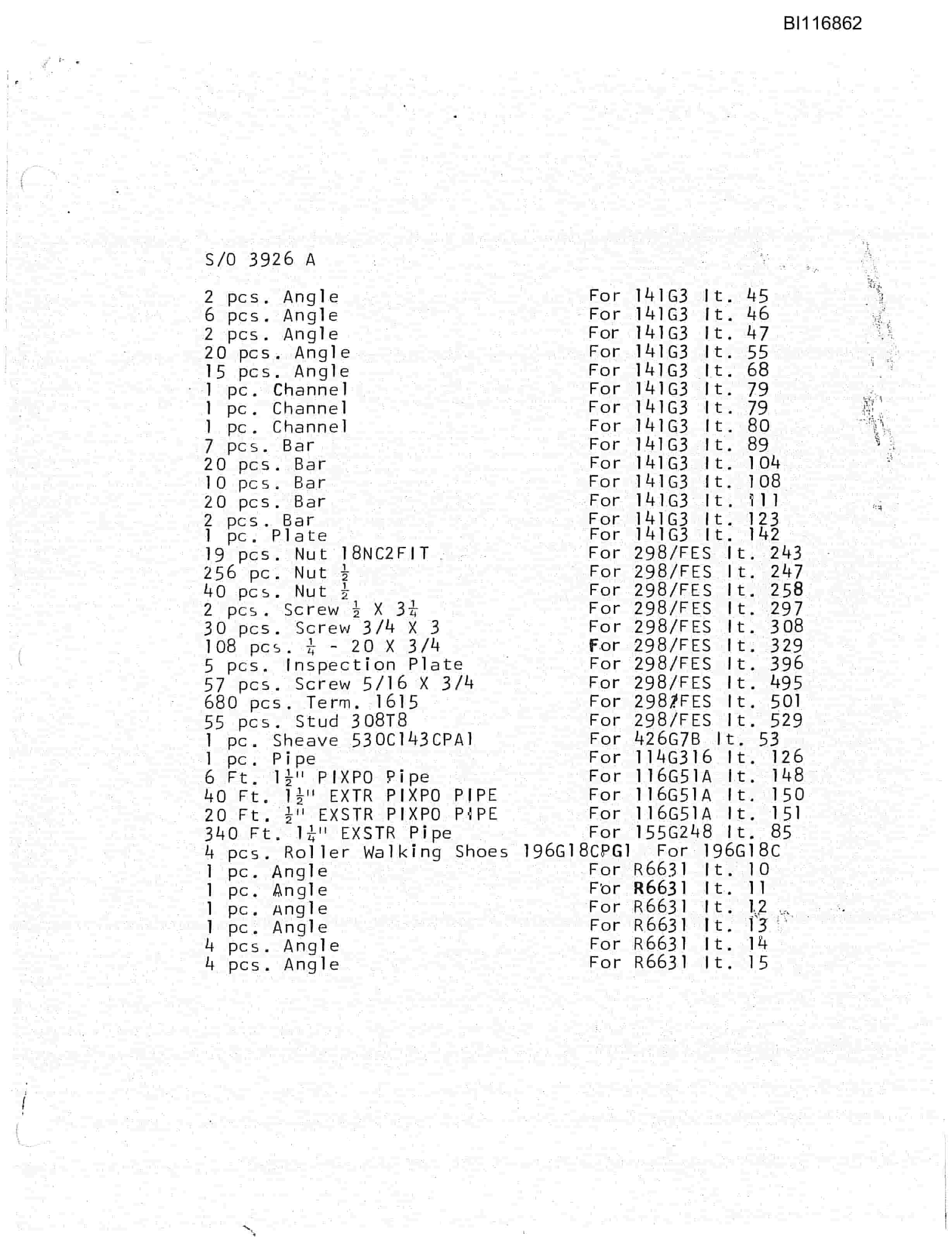 Bucyrus 8050 Walking Dragline Parts Catalog BI116862-5