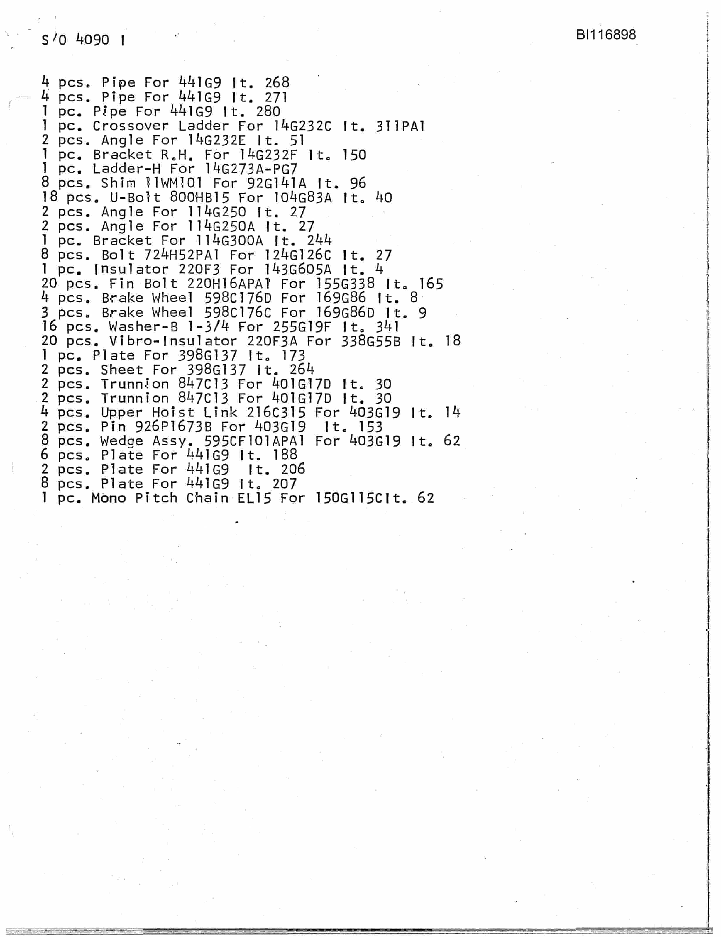 Bucyrus 8050 Walking Dragline Parts Catalog BI116898-5