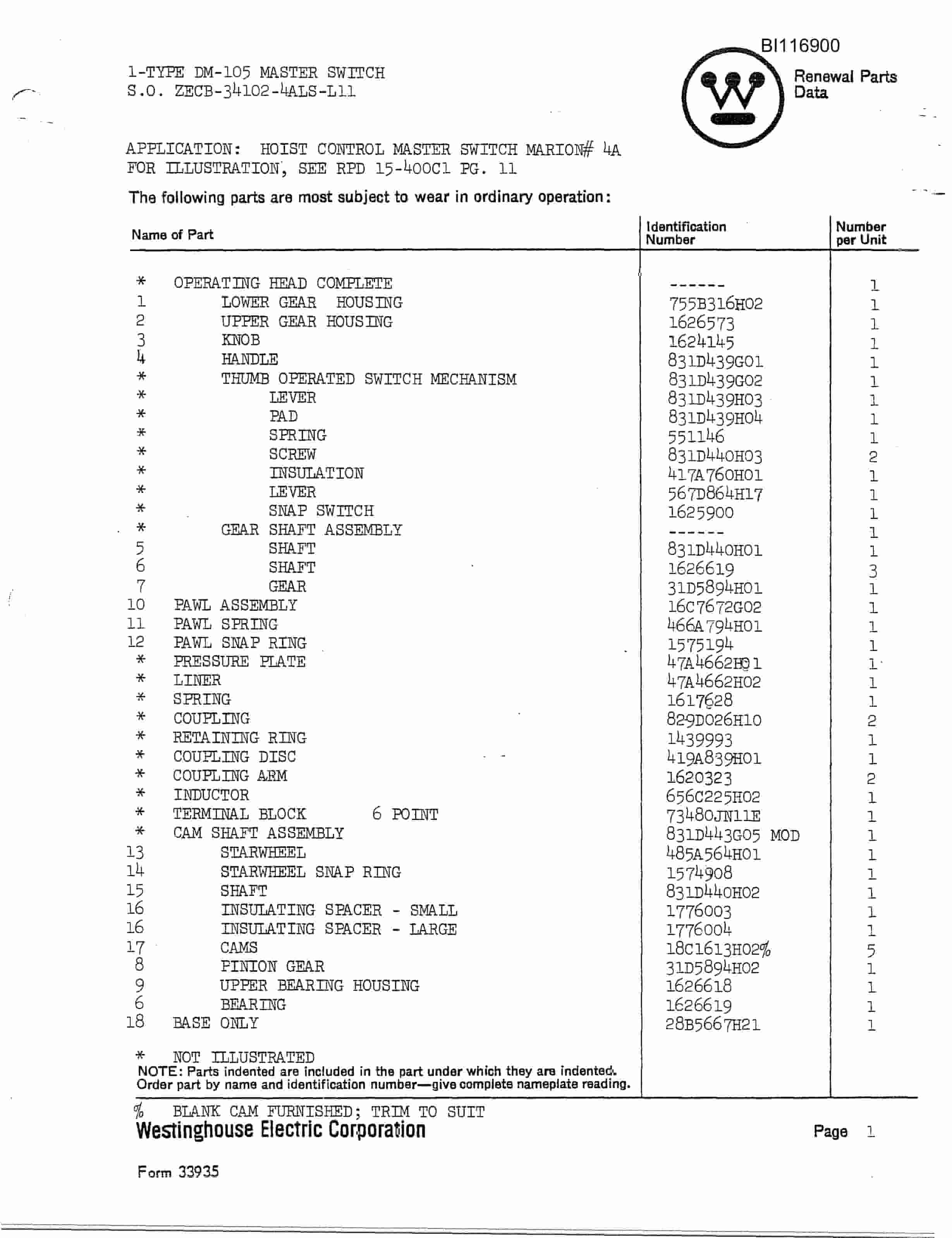 Bucyrus 8050 Walking Dragline Parts Catalog BI116900-3