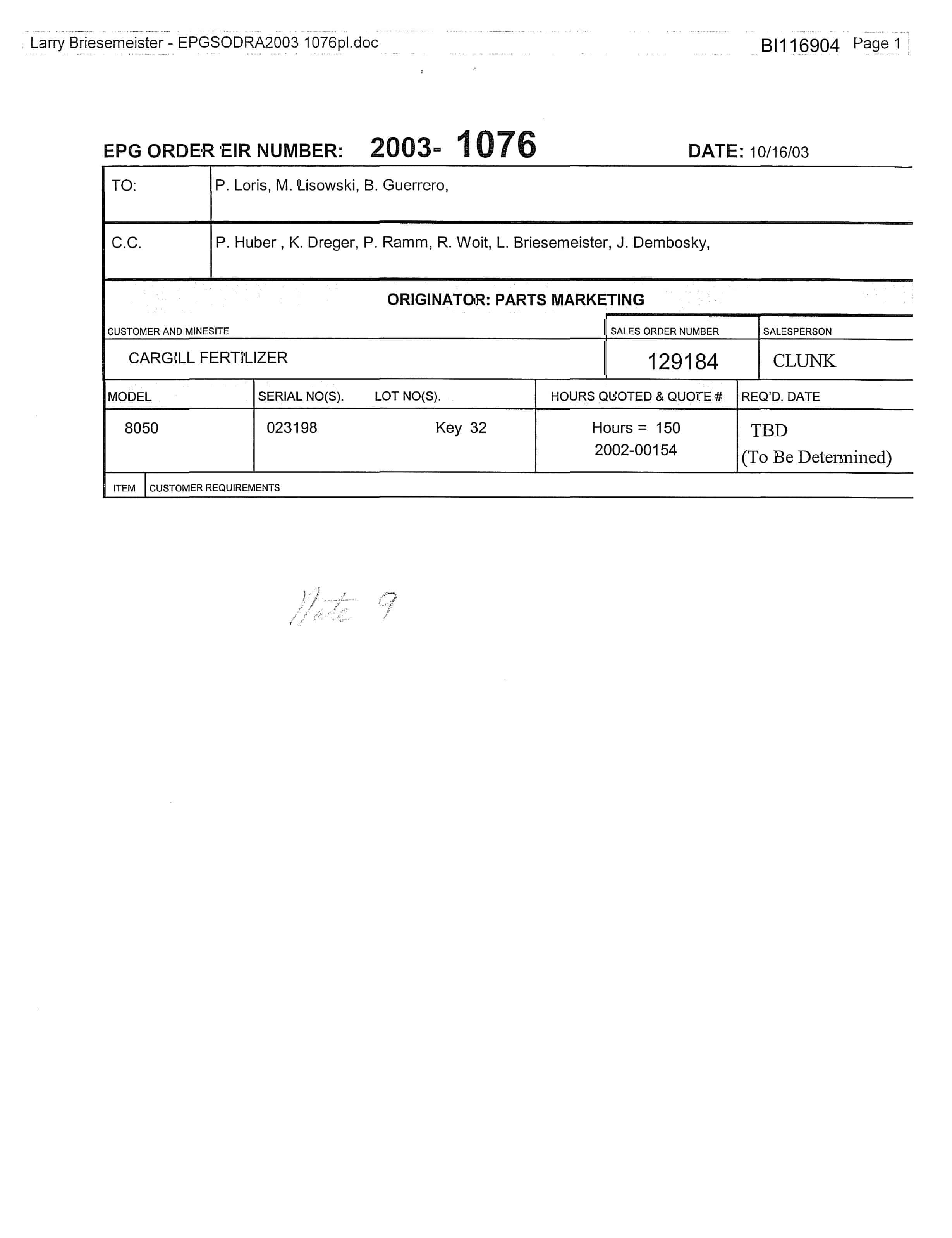 Bucyrus 8050 Walking Dragline Parts Catalog BI116904-2