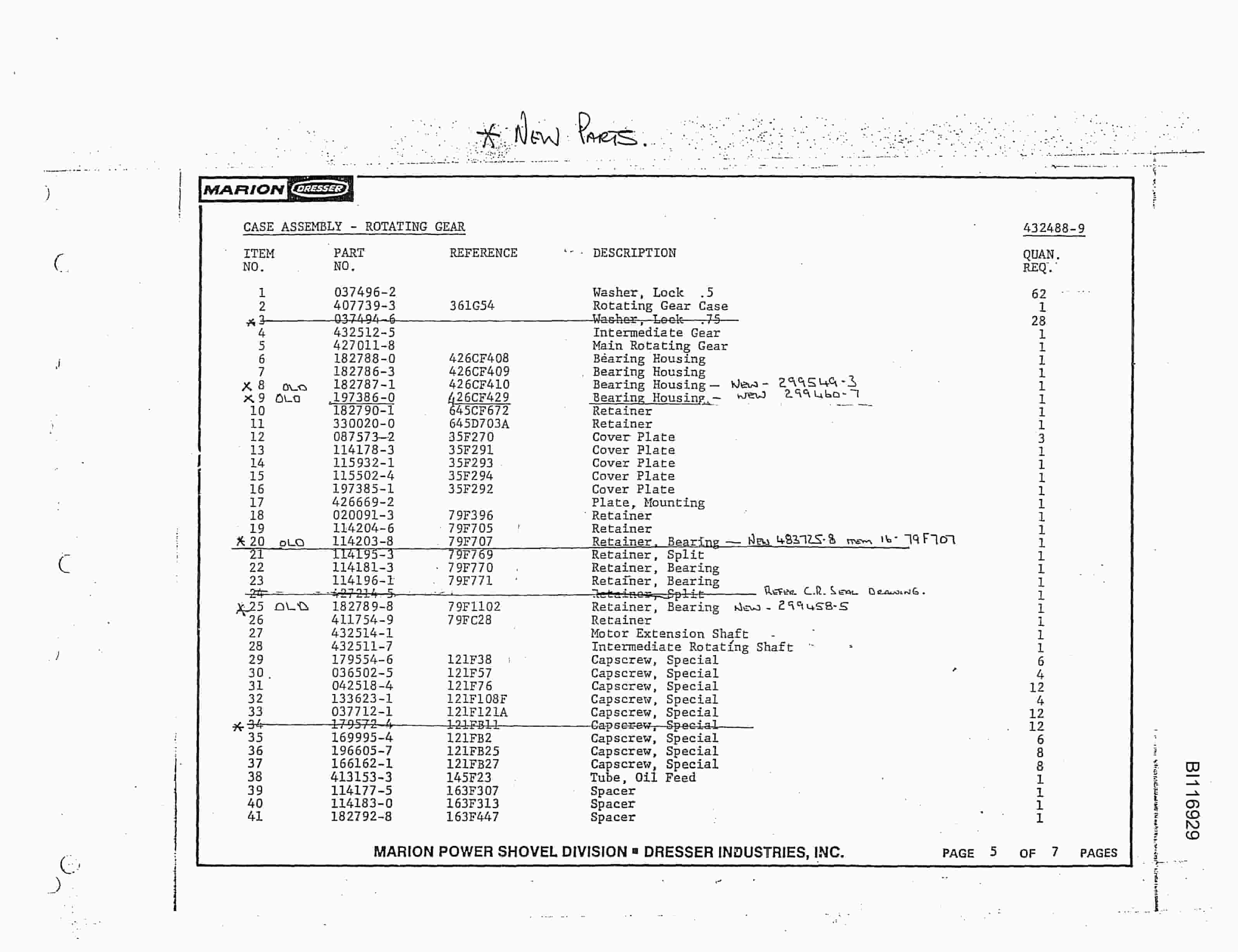 Bucyrus 8200 Dragline Parts Catalog BI116929-4