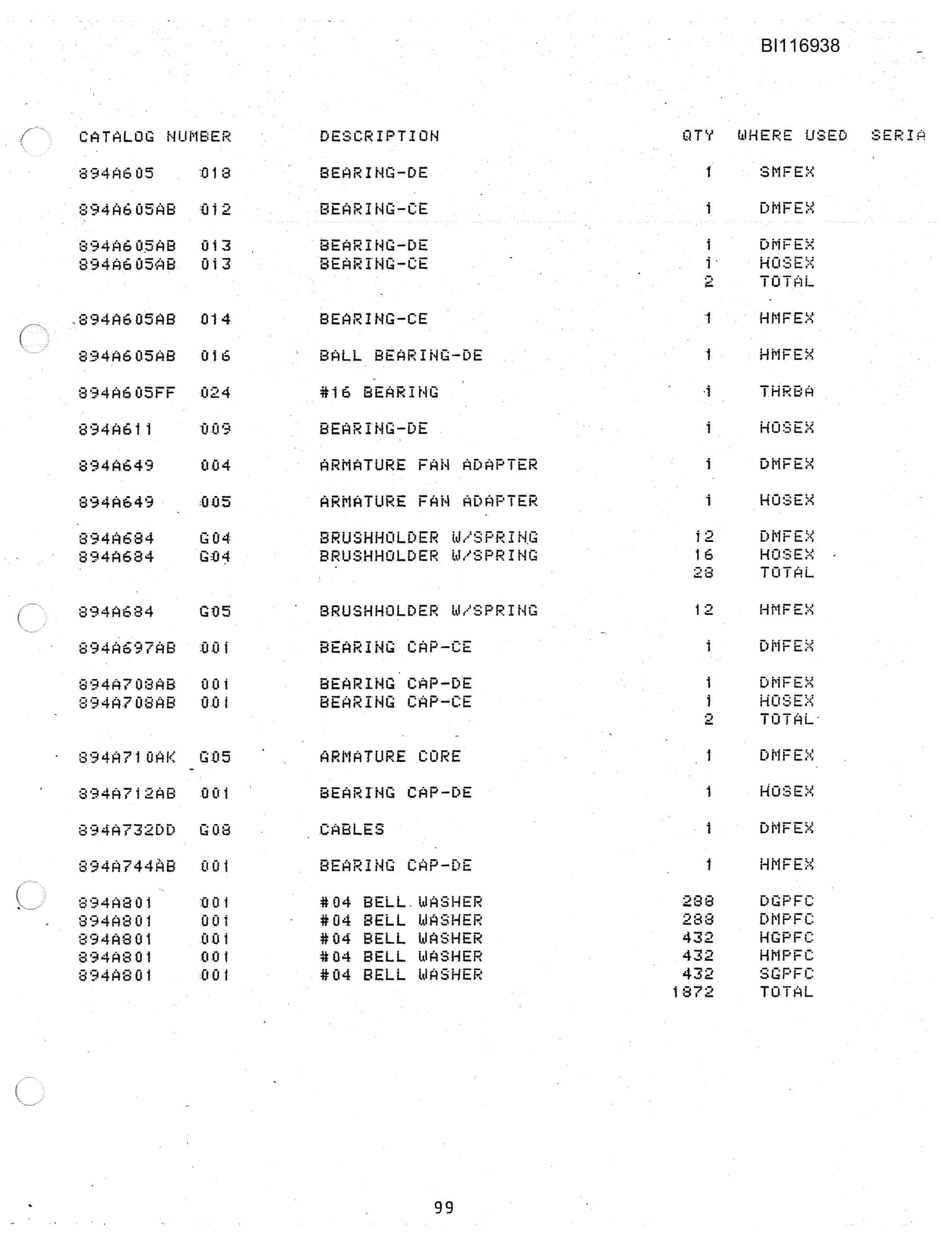 Bucyrus 8200 Dragline Parts Catalog BI116938-4