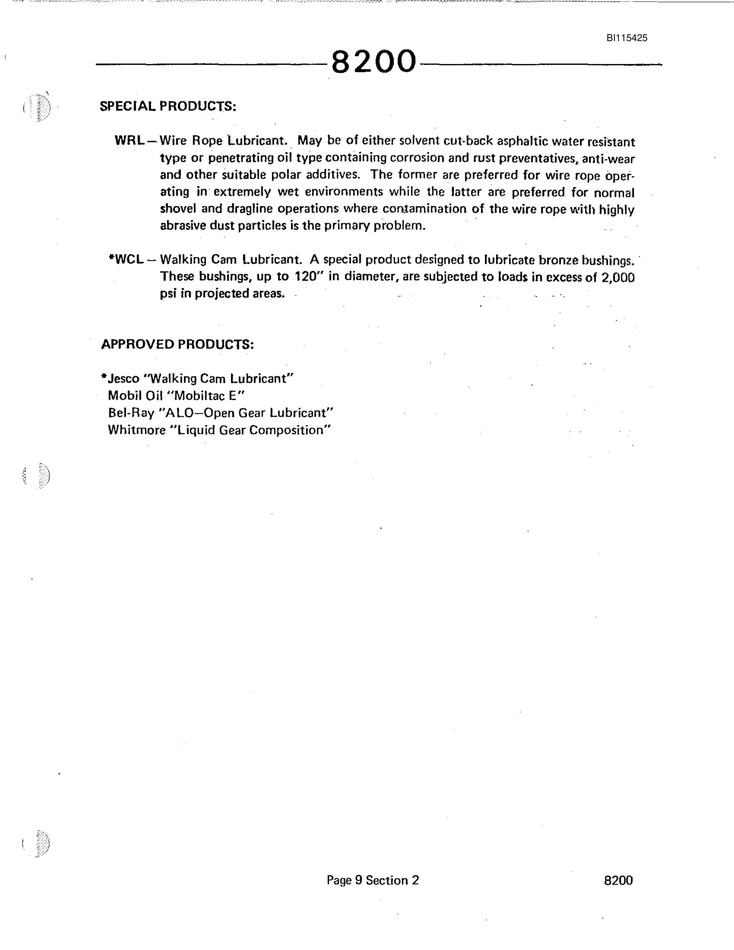Bucyrus 8200 Dragline Technical Manual BI115425-2