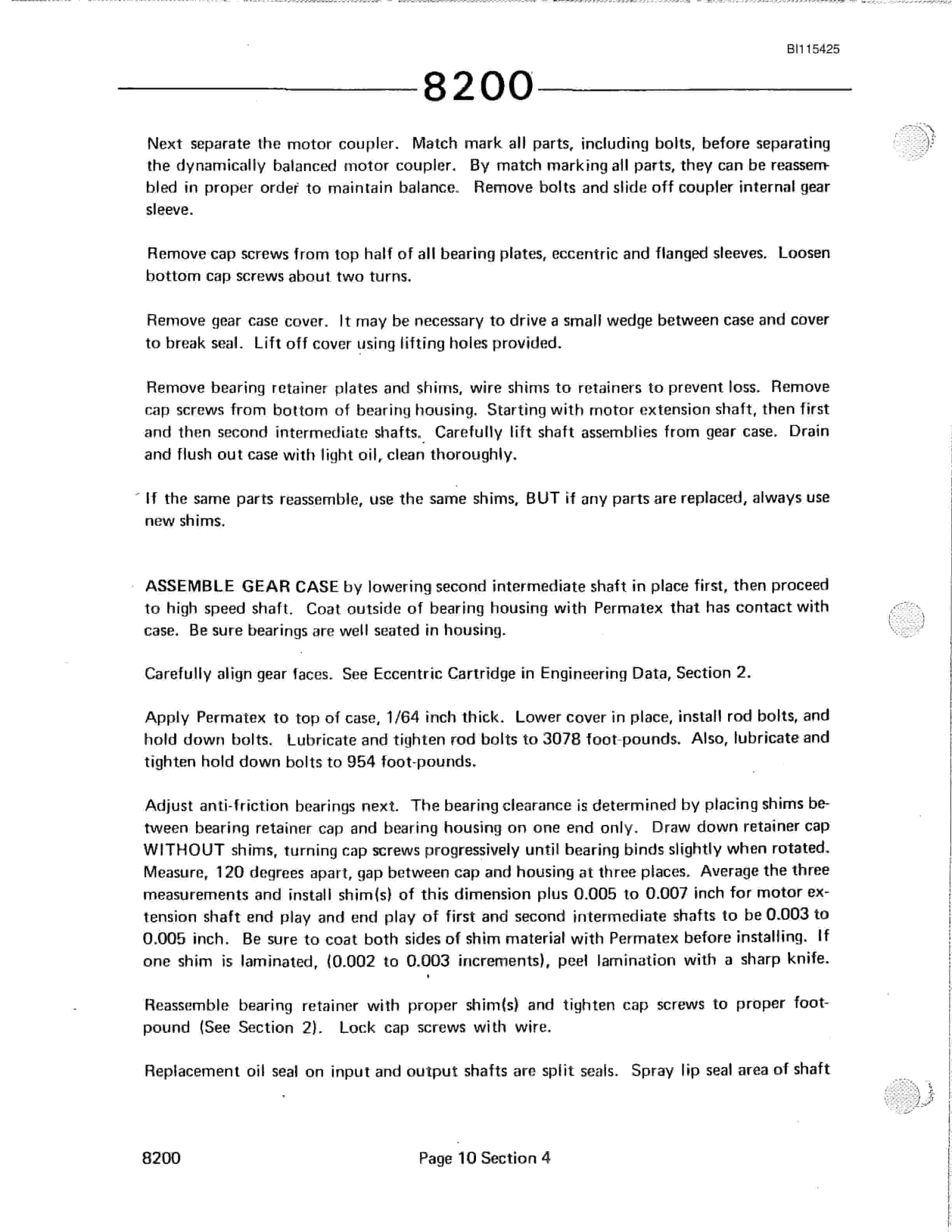 Bucyrus 8200 Dragline Technical Manual BI115425-3