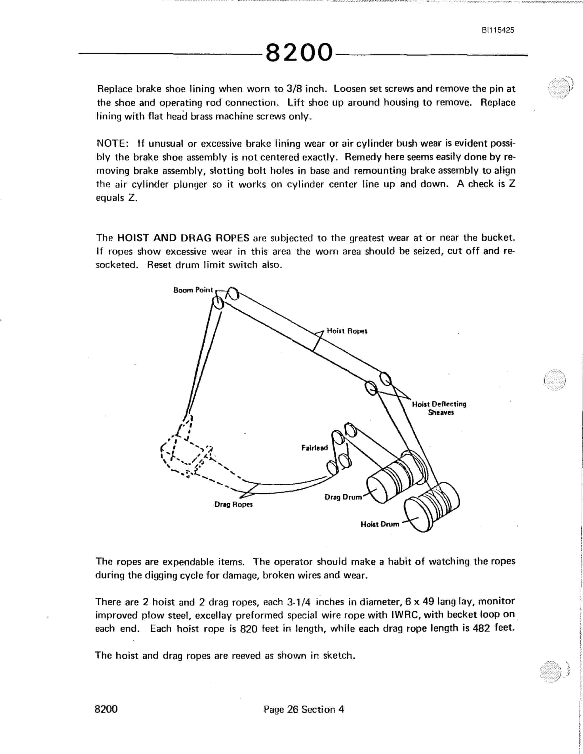 Bucyrus 8200 Dragline Technical Manual BI115425-4
