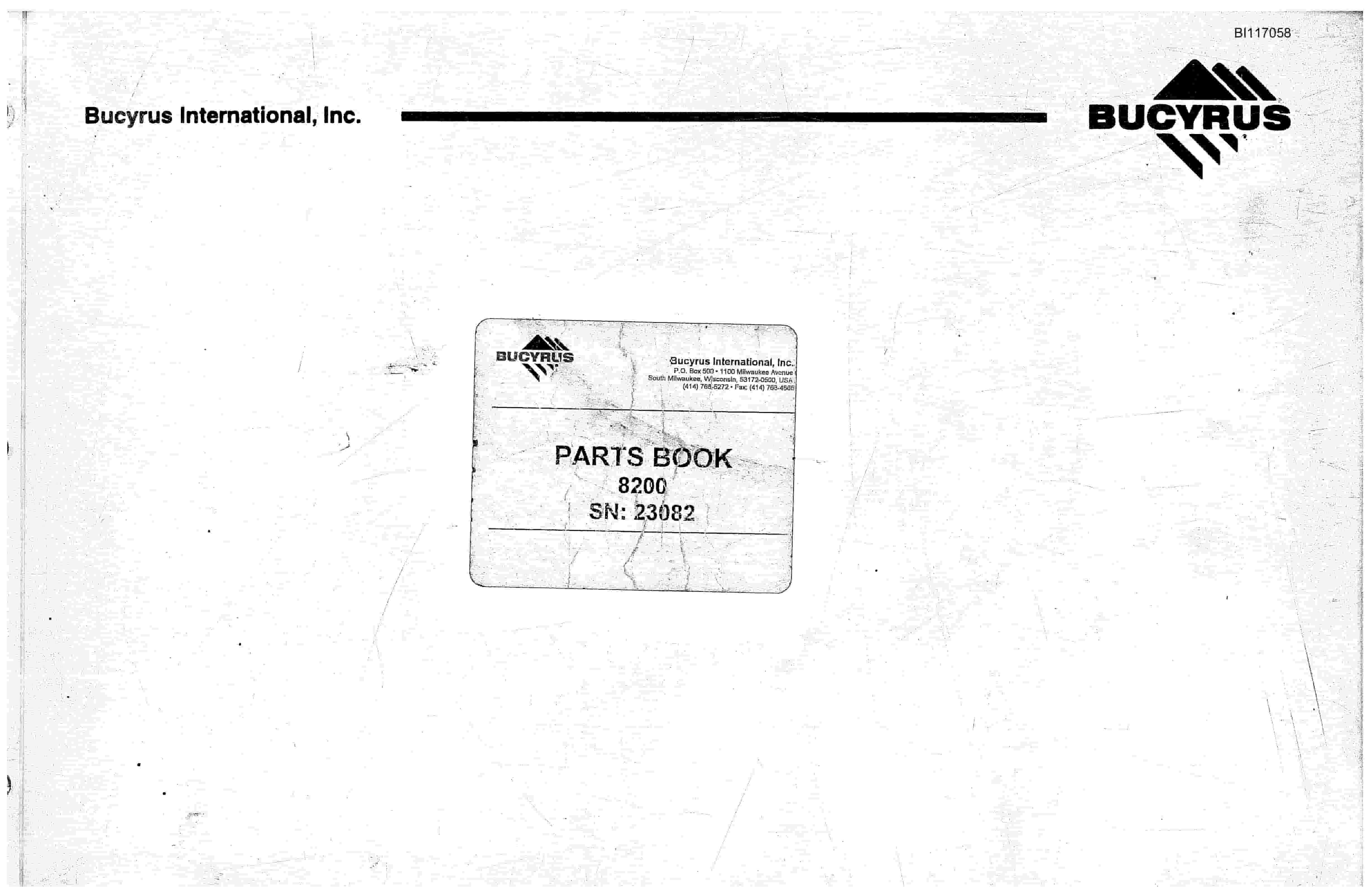 Bucyrus 8200 Parts Book BI117058