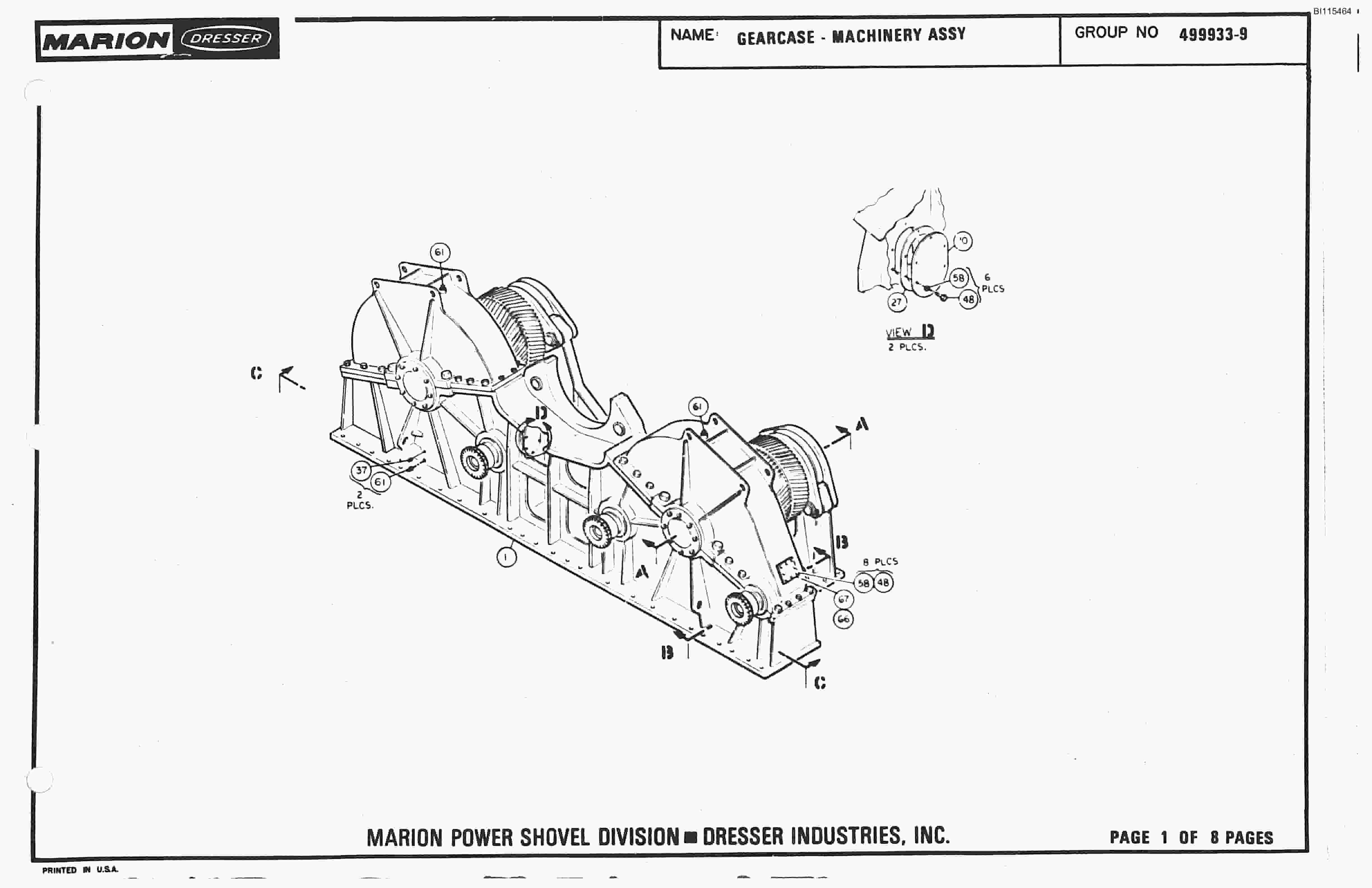 Bucyrus 8200 Parts Catalog BI115464-5