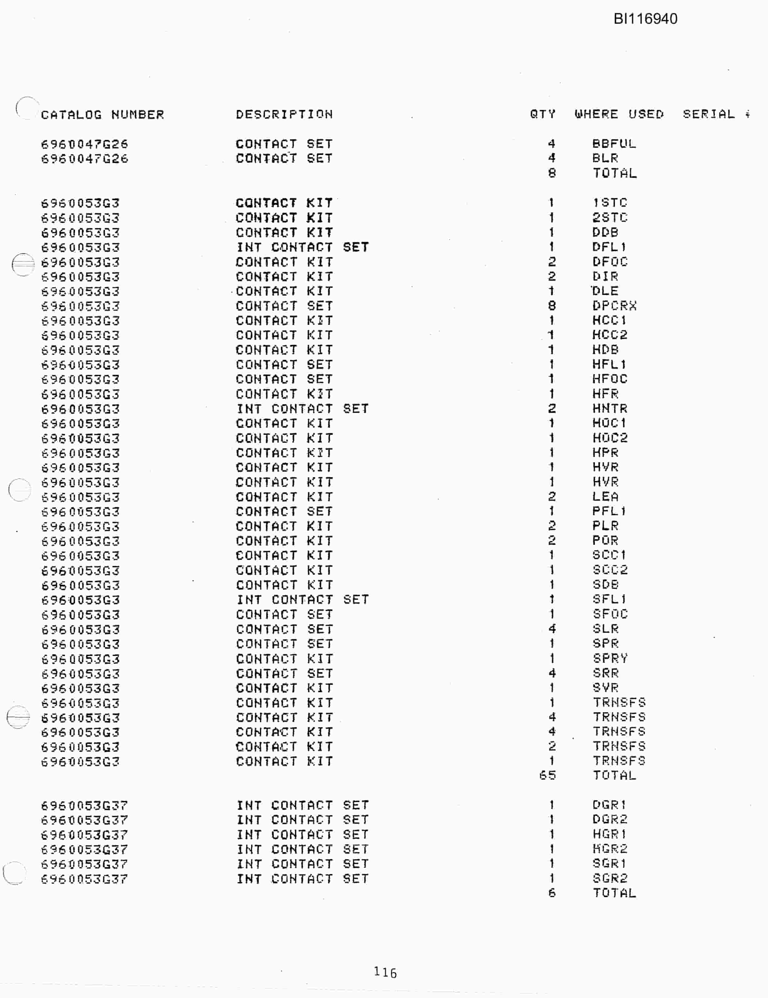 Bucyrus 8200 Parts Catalog BI116940-5