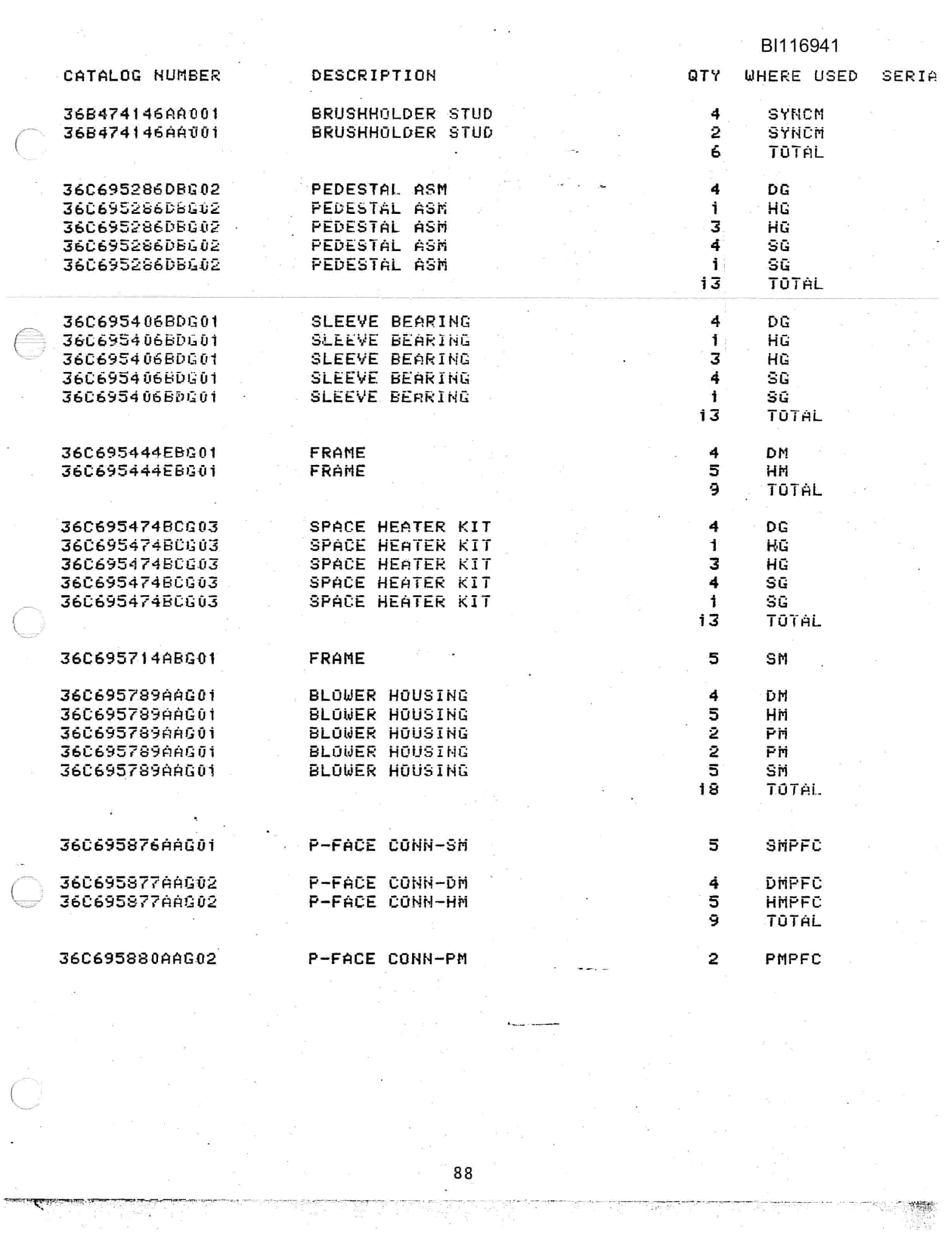 Bucyrus 8200 Parts Catalog BI116941-4