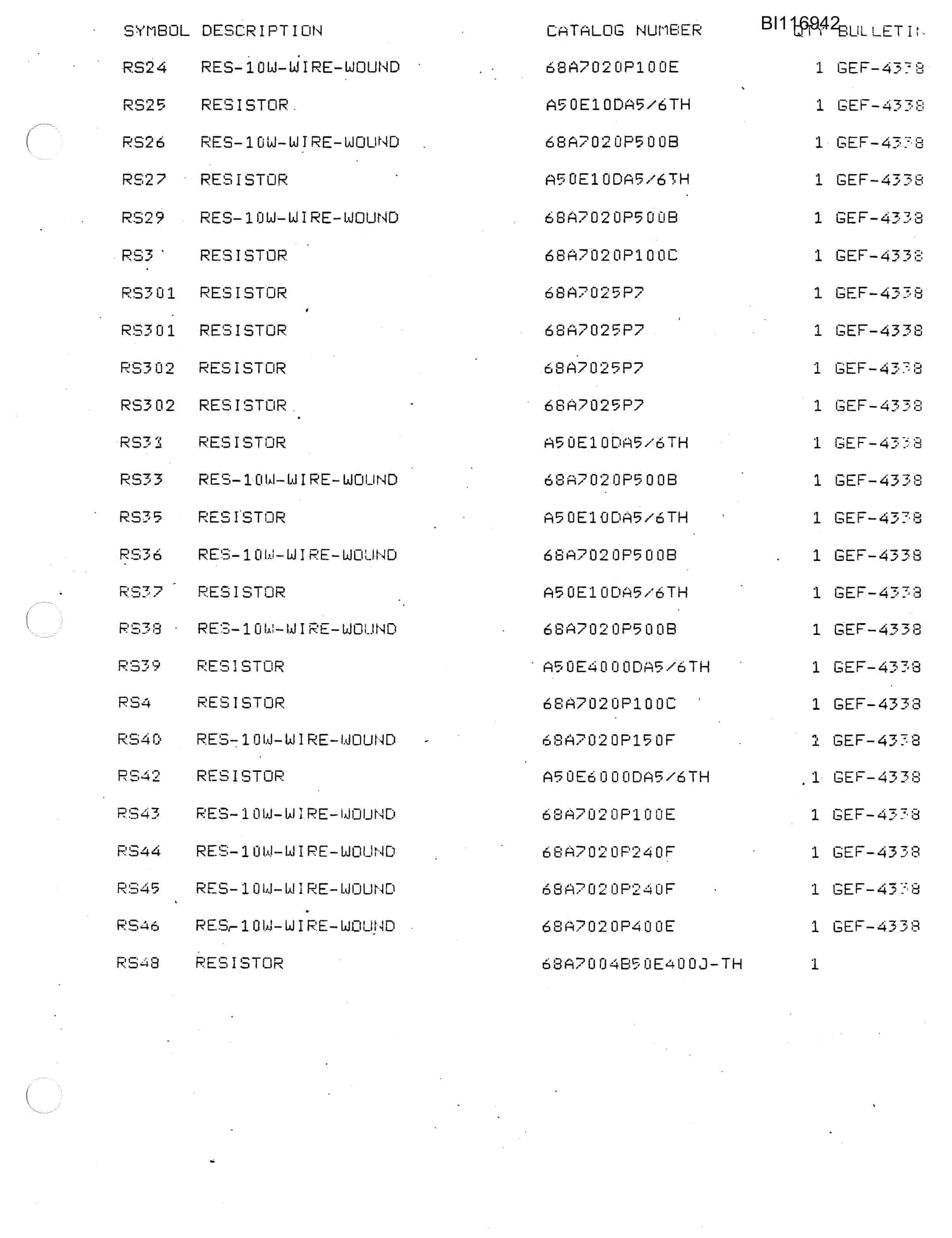 Bucyrus 8200 Parts Catalog BI116942-4