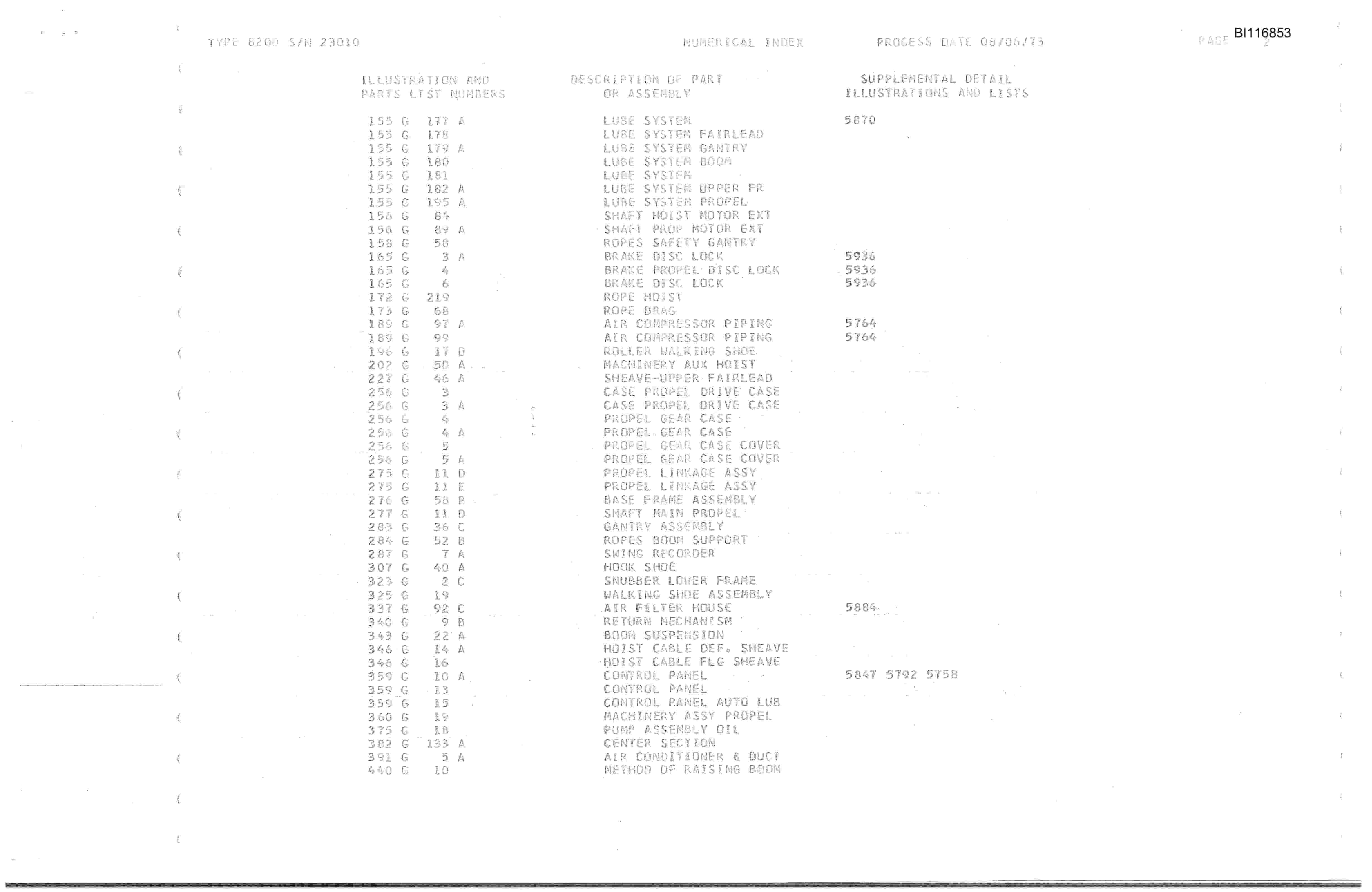 Bucyrus 8200 Walking Dragline Parts Catalog BI116853-2