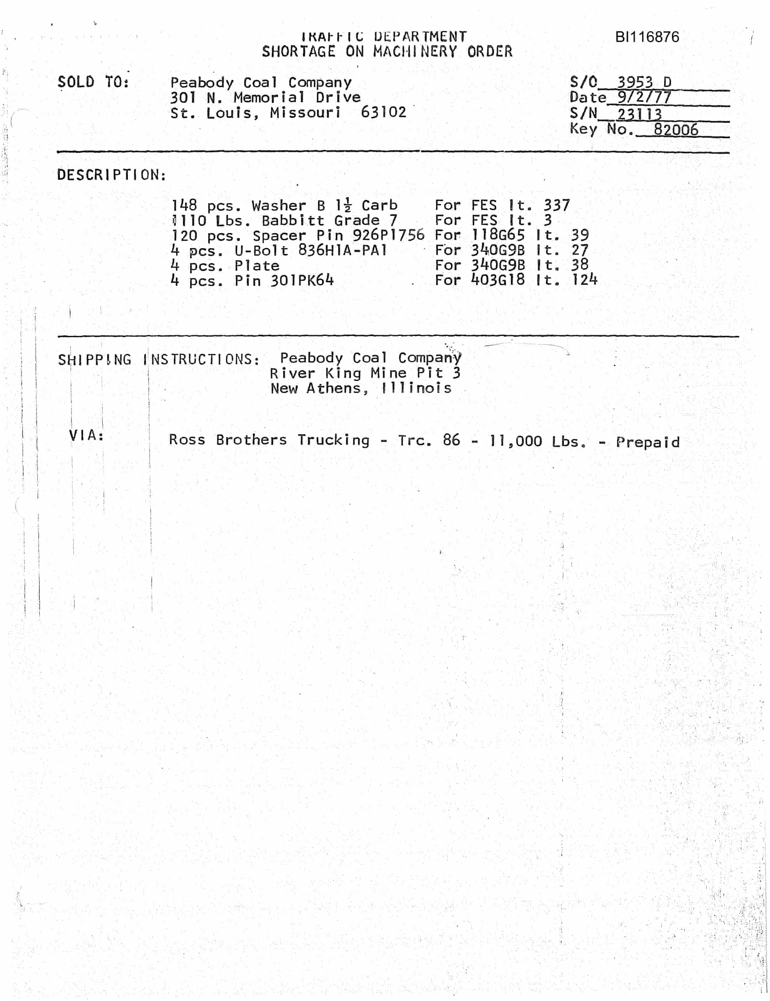 Bucyrus 8200 Walking Dragline Parts Catalog BI116876-5