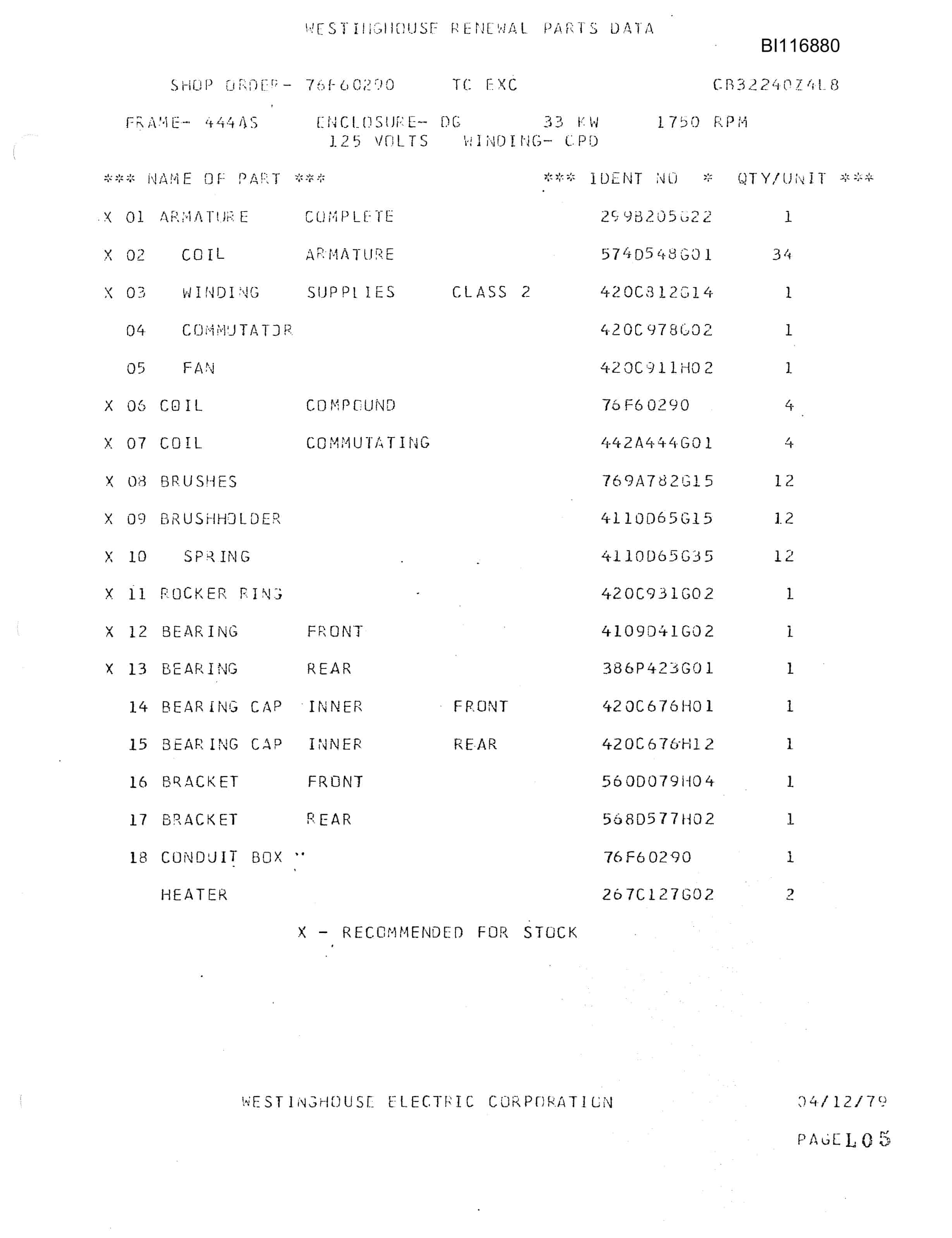Bucyrus 8200 Walking Dragline Parts Catalog BI116880-2
