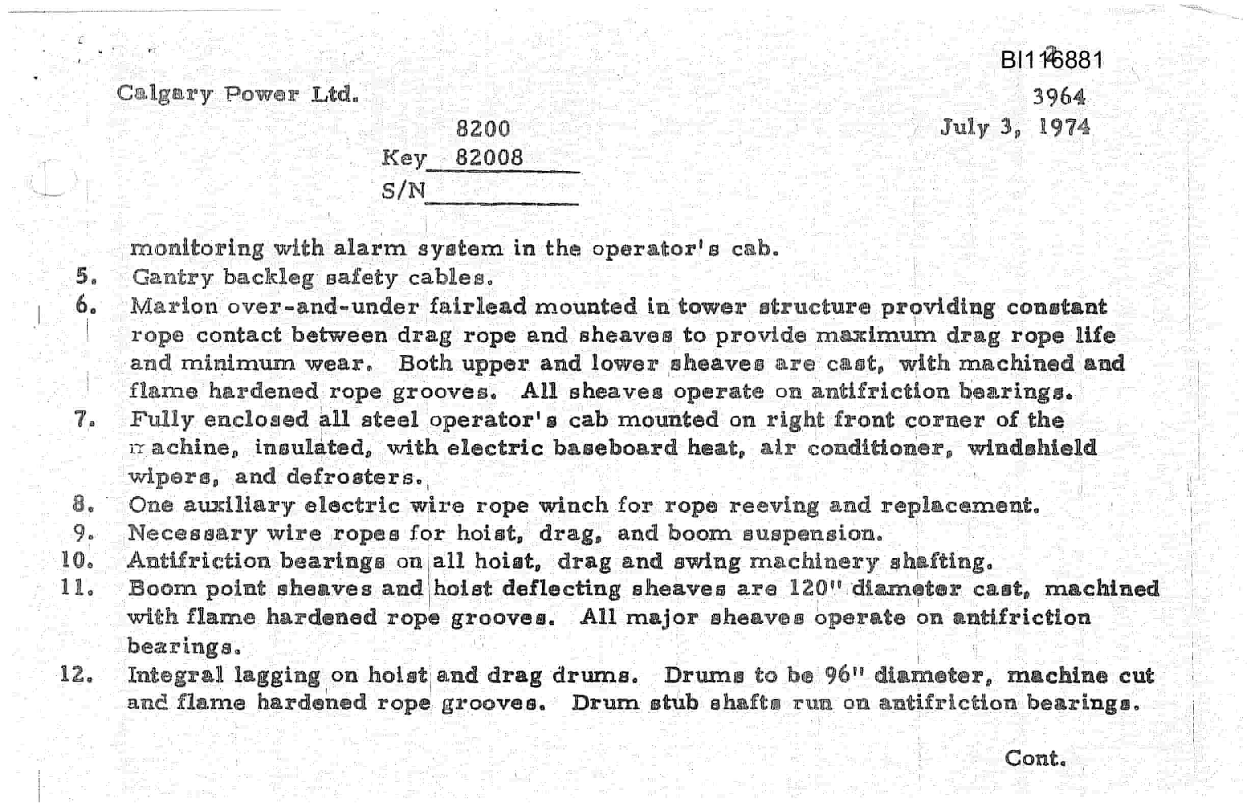 Bucyrus 8200 Walking Dragline Parts Catalog BI116881-4