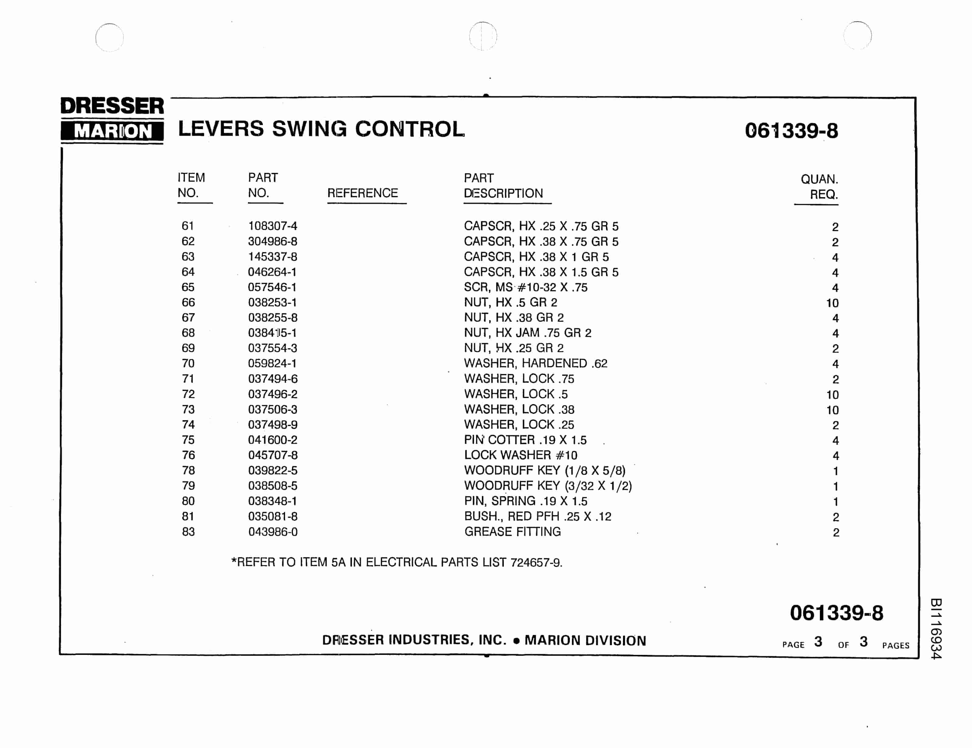 Bucyrus 8200 Walking Dragline Parts Catalog BI116934 Vol 1-2