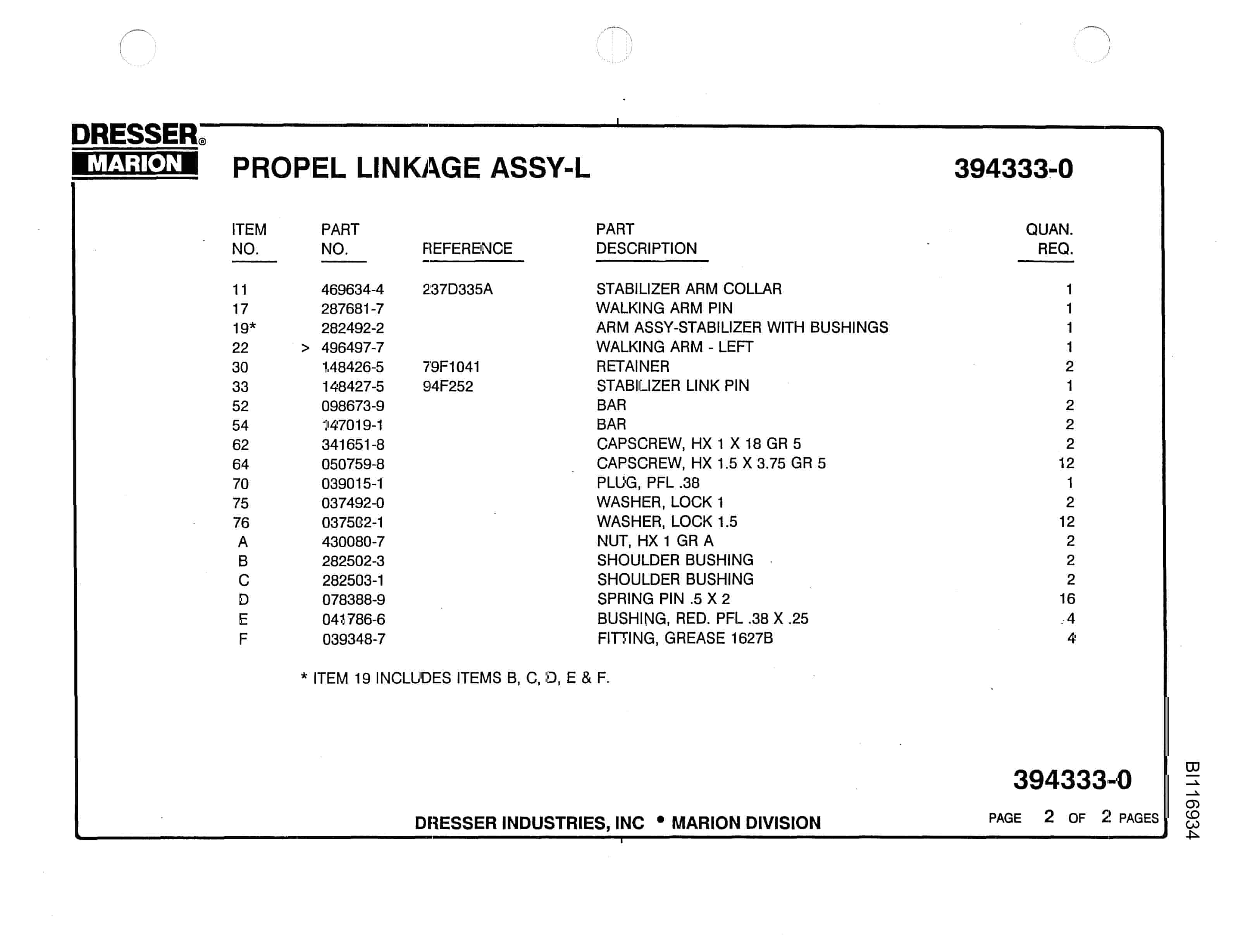 Bucyrus 8200 Walking Dragline Parts Catalog BI116934 Vol 1-5