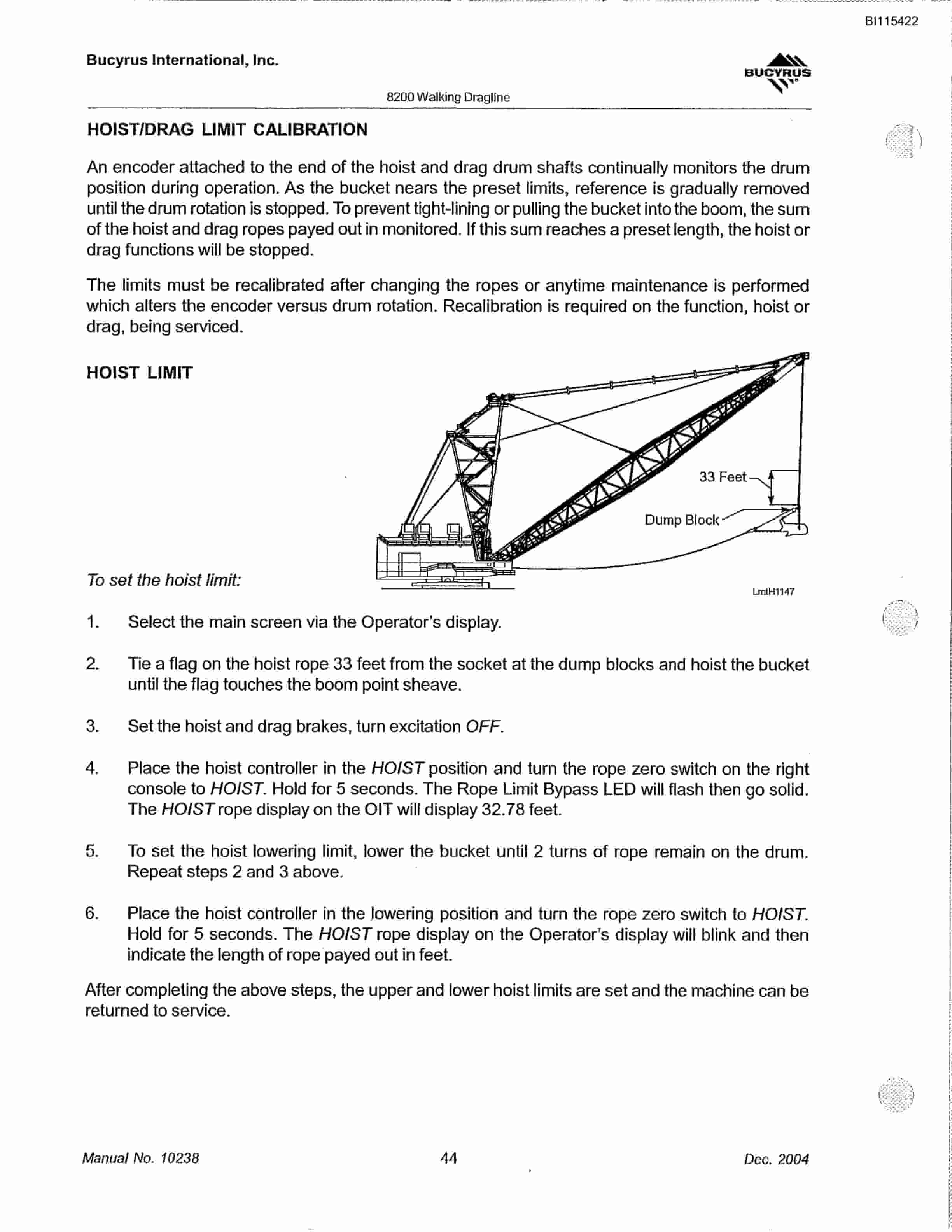 Bucyrus 8200 Walking Dragline Technical Manual BI115422-3
