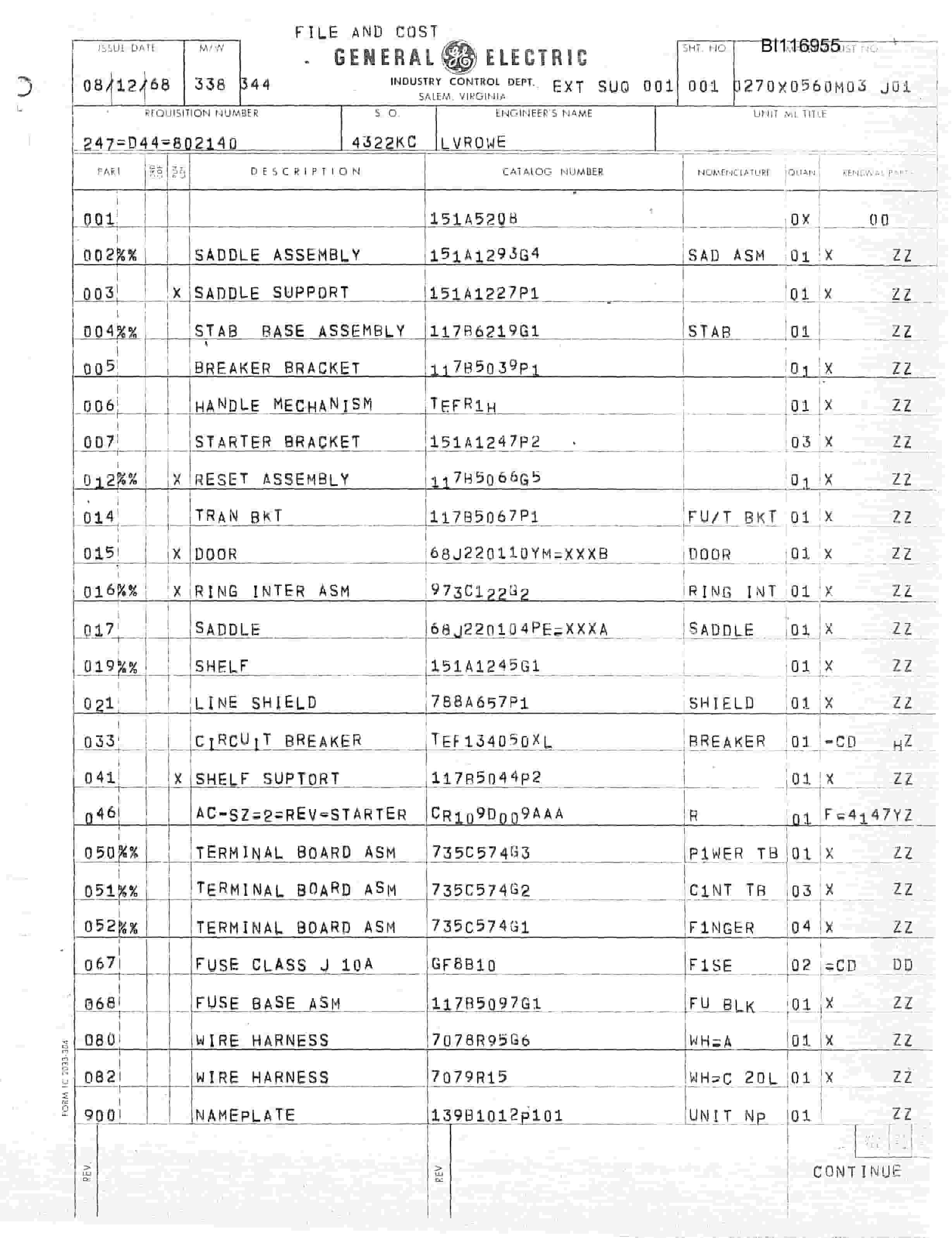 Bucyrus 8400 Parts Catalog BI116955-5