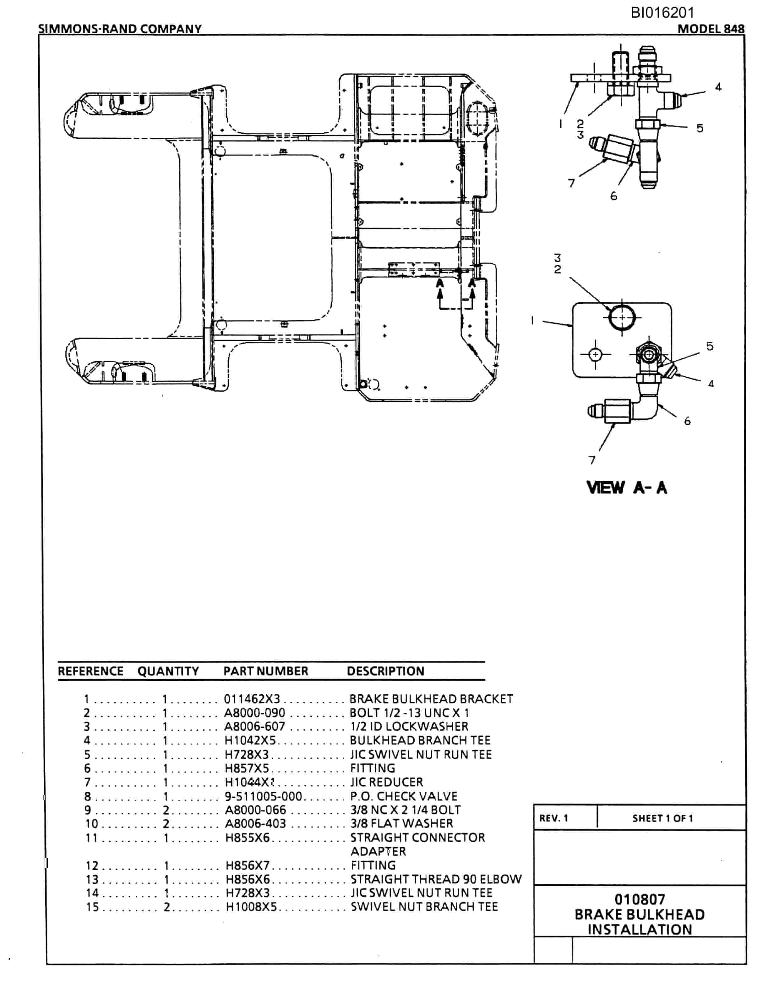 Bucyrus 848 Parts Catalog BI016201-3