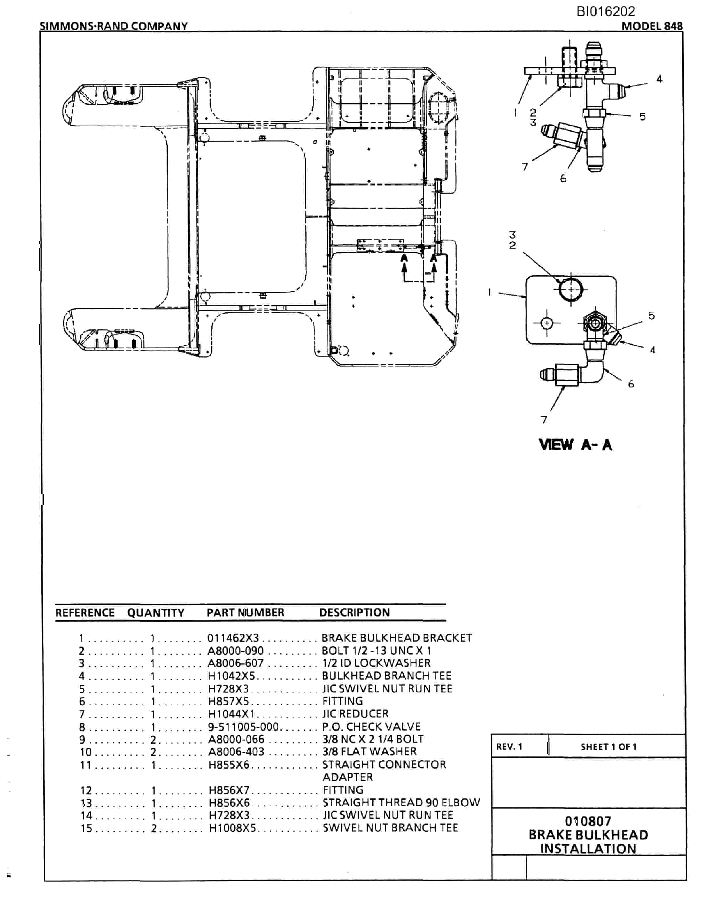 Bucyrus 848 Parts Catalog BI016202-3