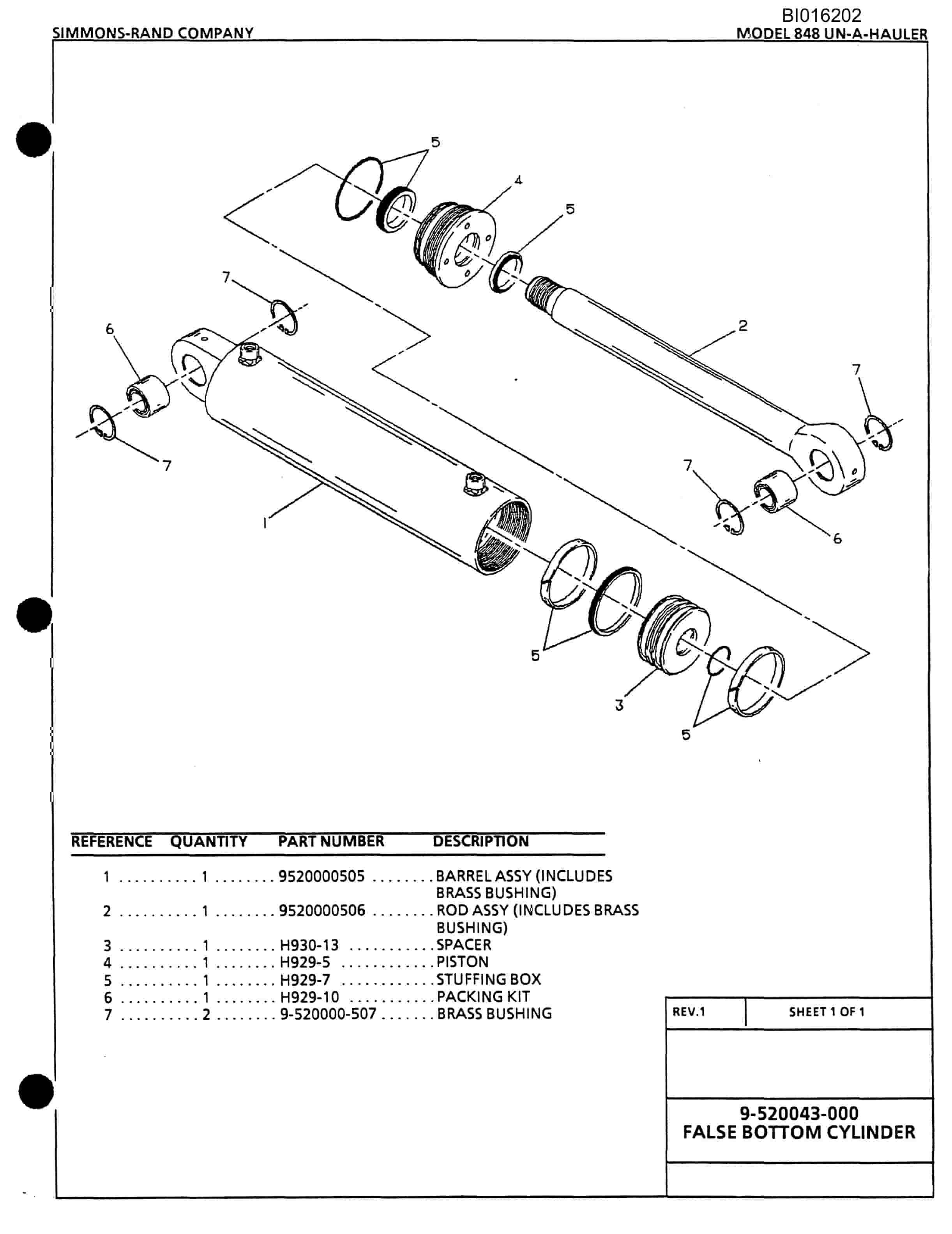 Bucyrus 848 Parts Catalog BI016202-5