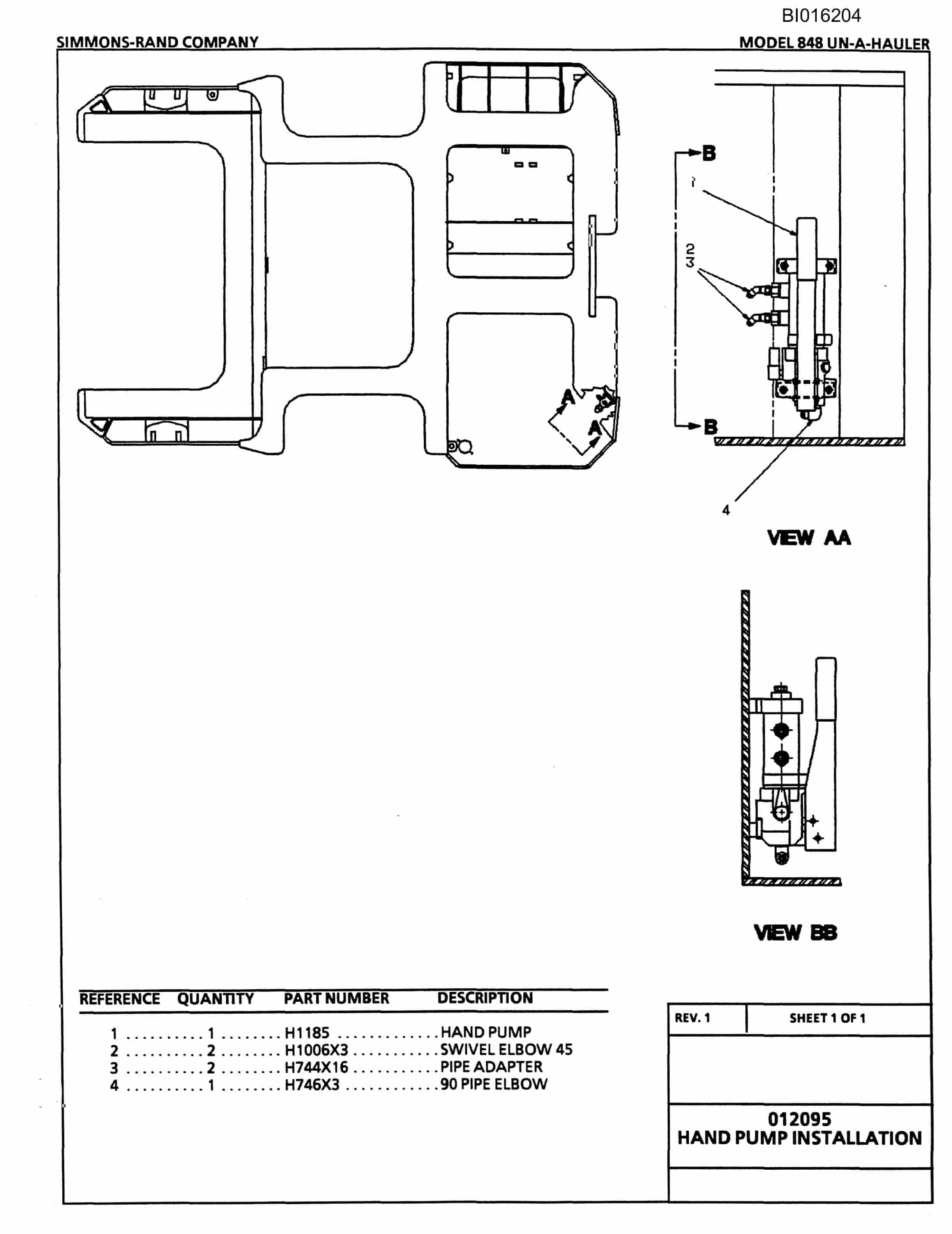Bucyrus 848 Parts Catalog BI016204-3