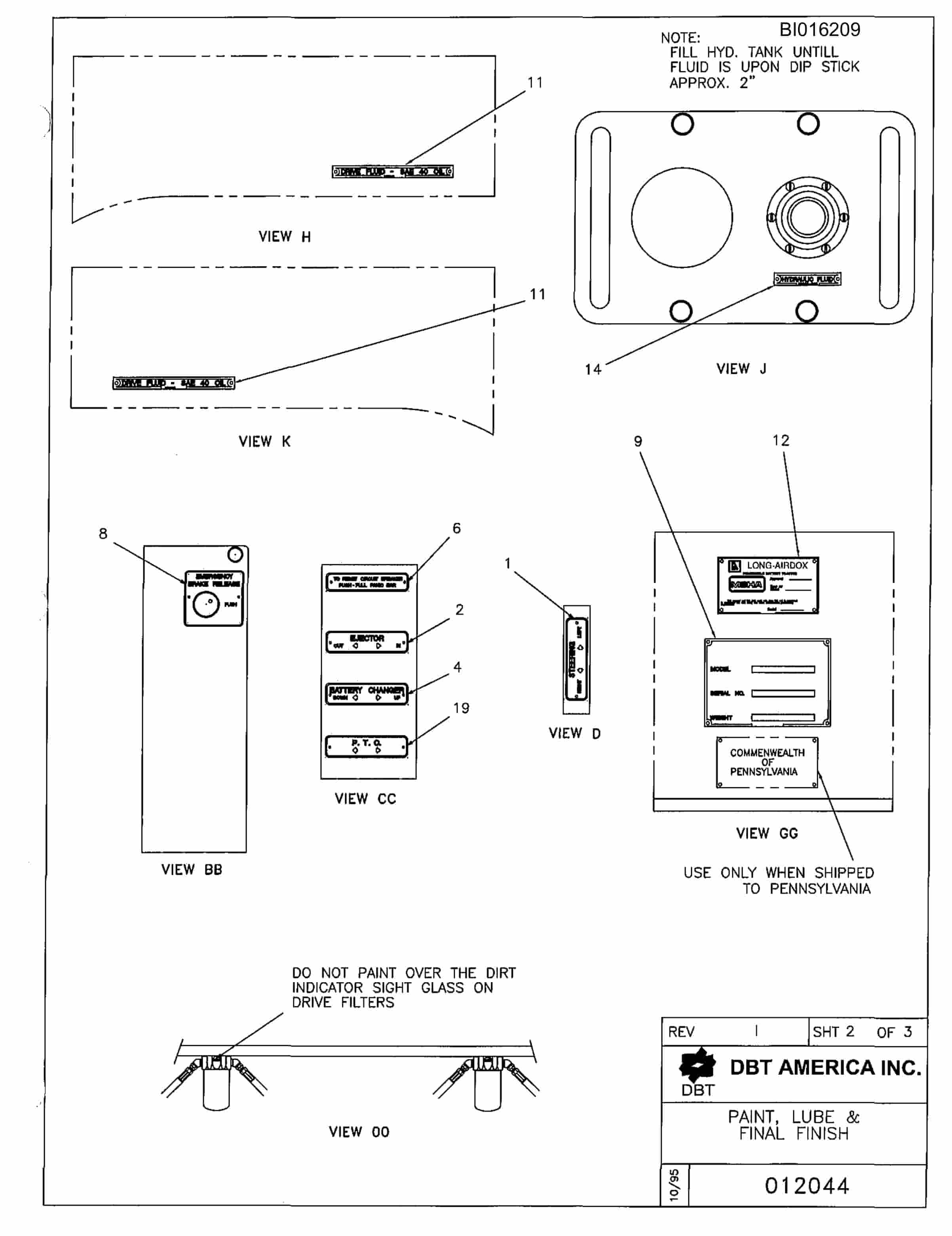 Bucyrus 848 Parts Catalog BI016209-3