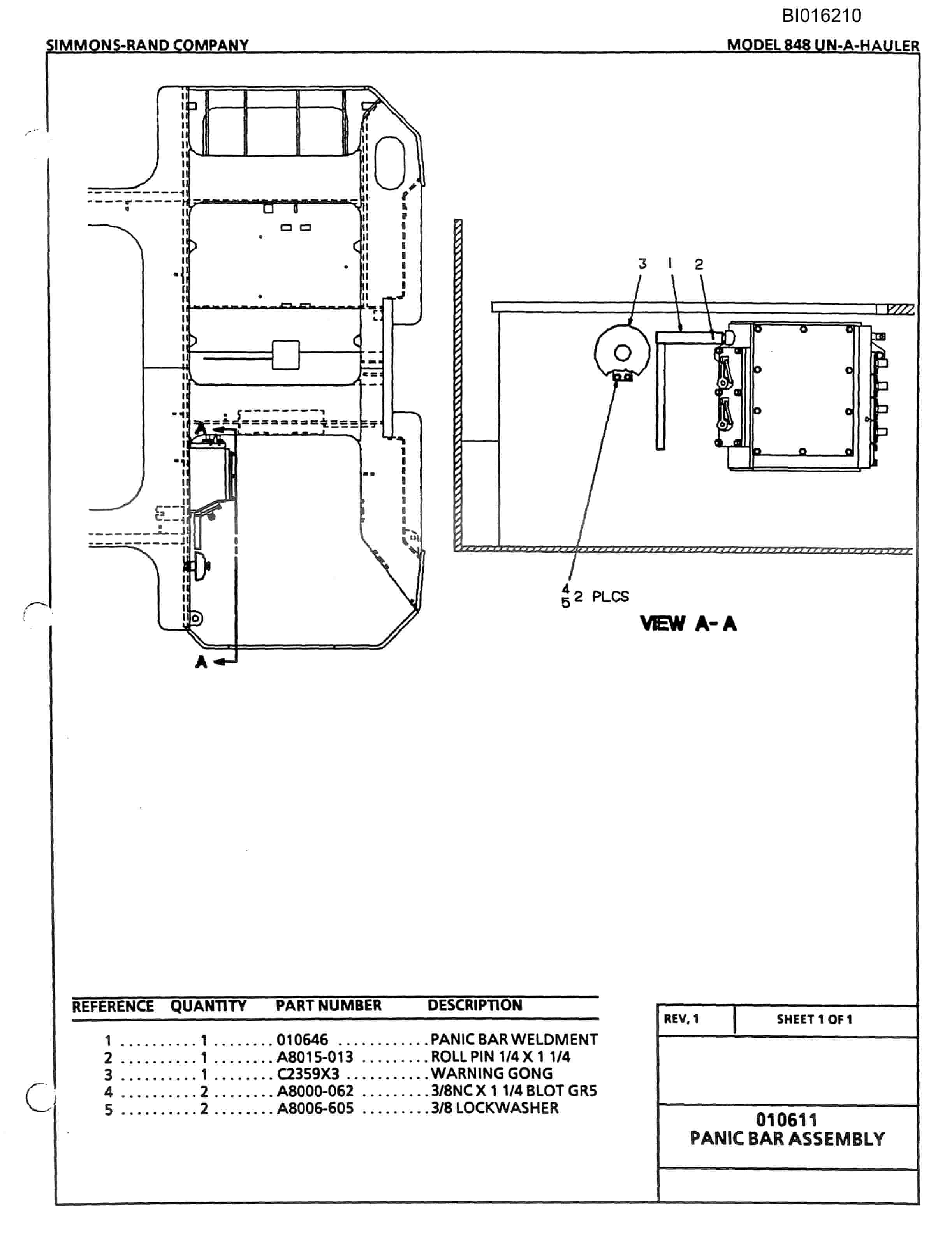 Bucyrus 848 Parts Catalog BI016210-2