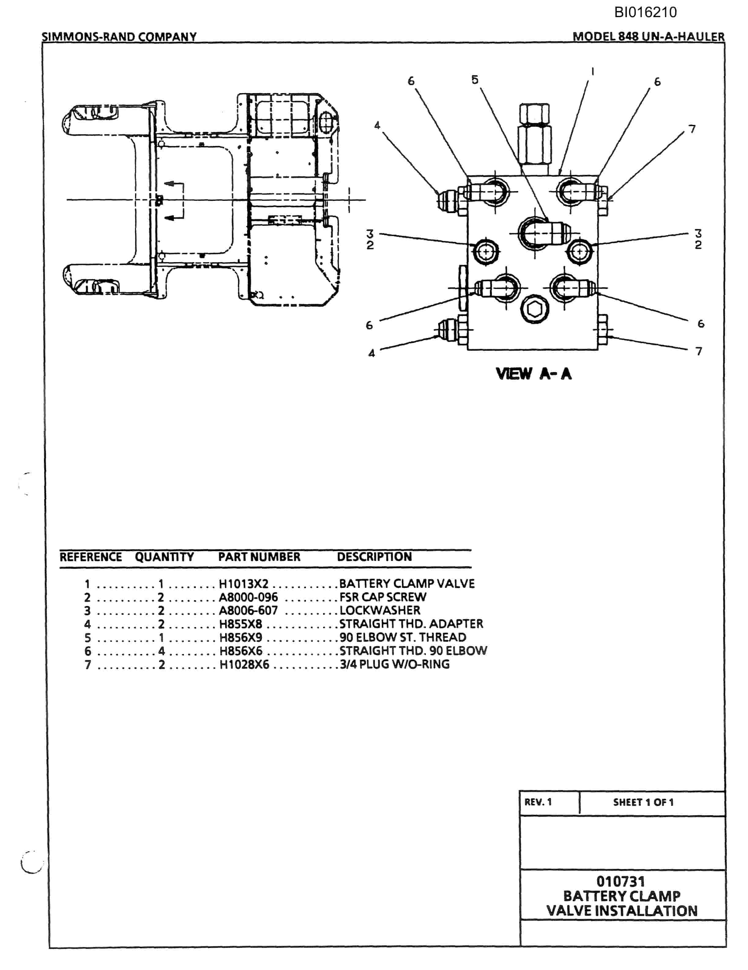 Bucyrus 848 Parts Catalog BI016210-5