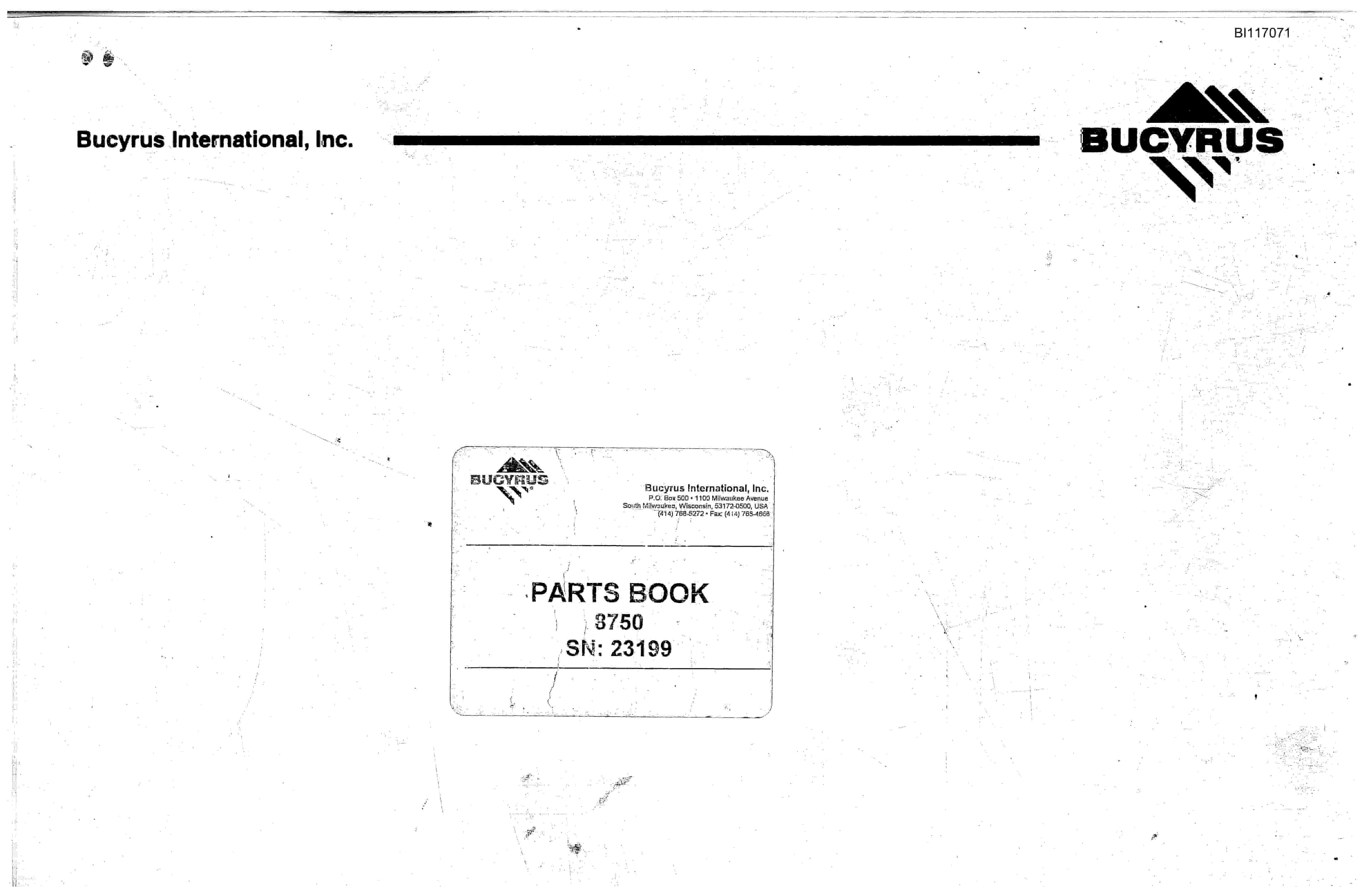 Bucyrus 8750 Parts Book BI117071