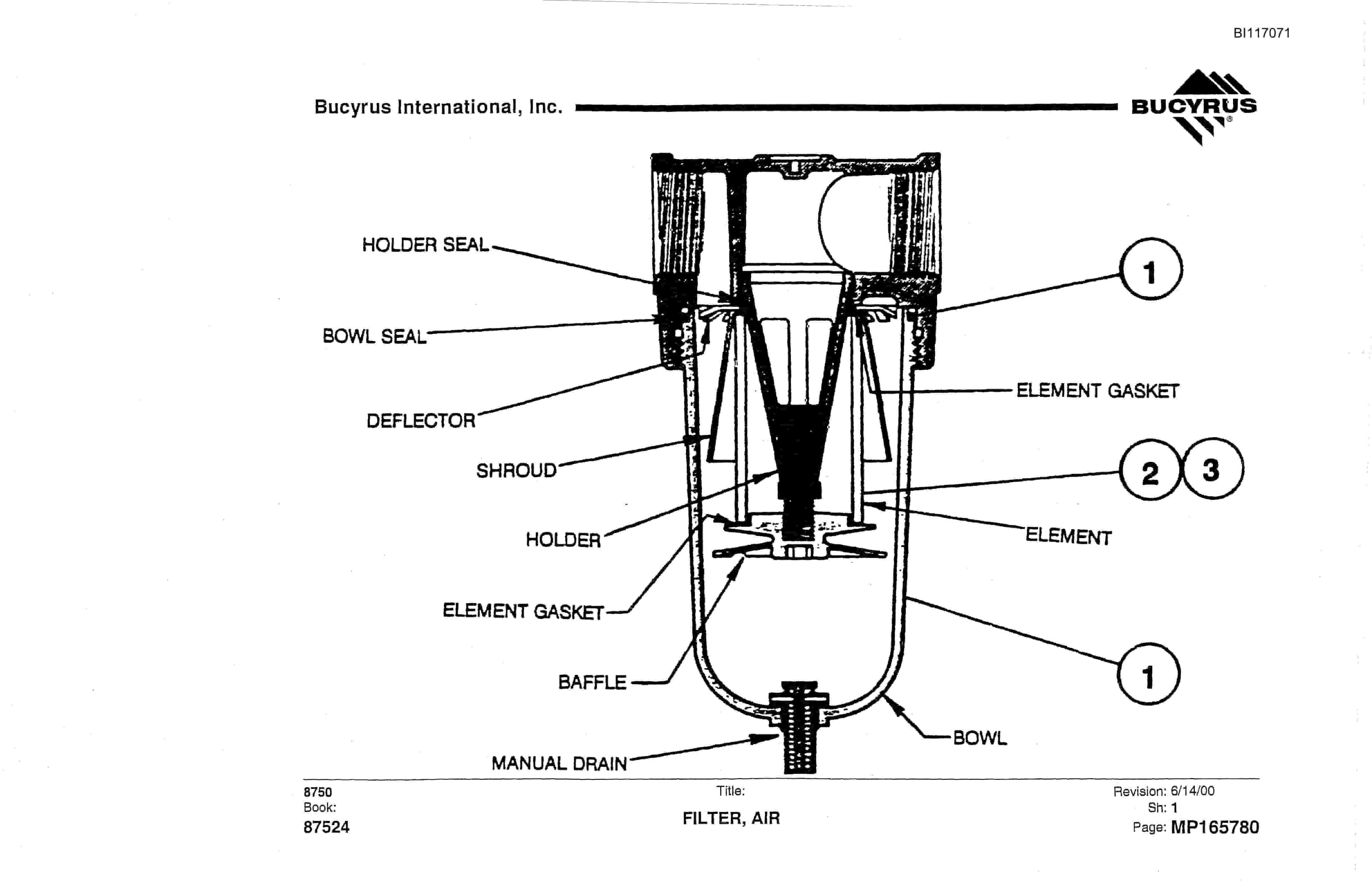 Bucyrus 8750 Parts Book BI117071-4