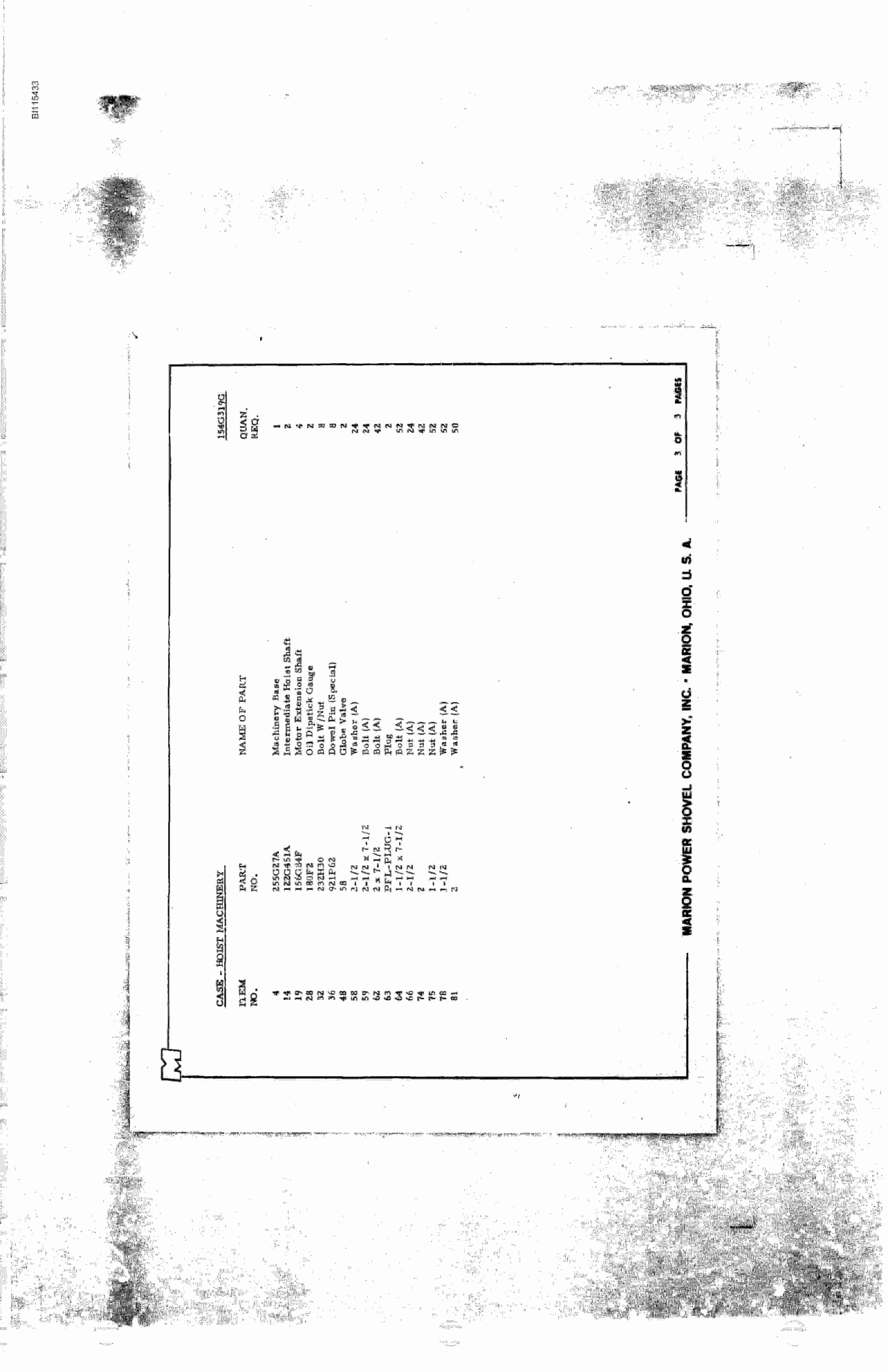 Bucyrus 8750 Parts Catalog BI115433-2