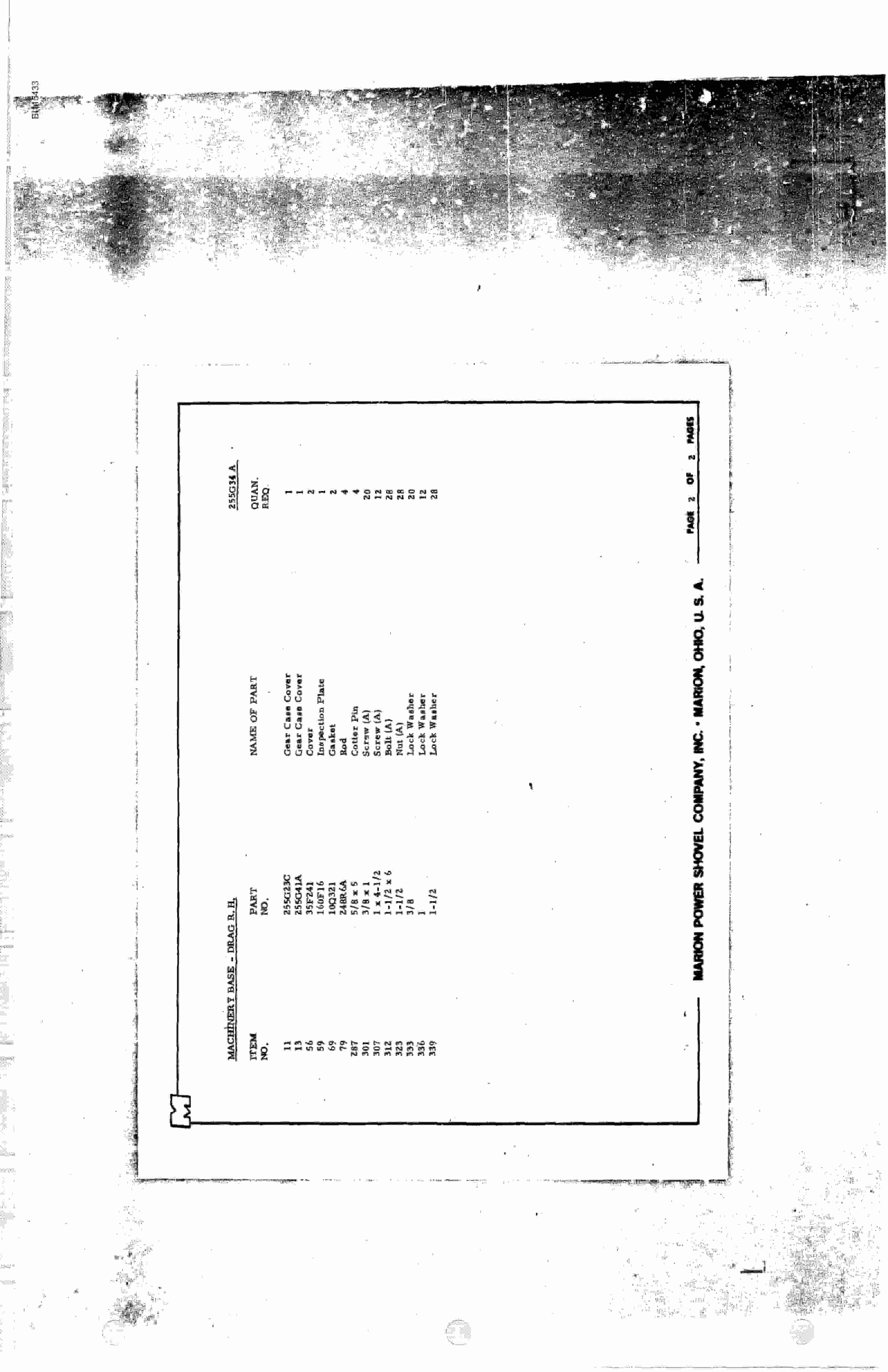 Bucyrus 8750 Parts Catalog BI115433-4