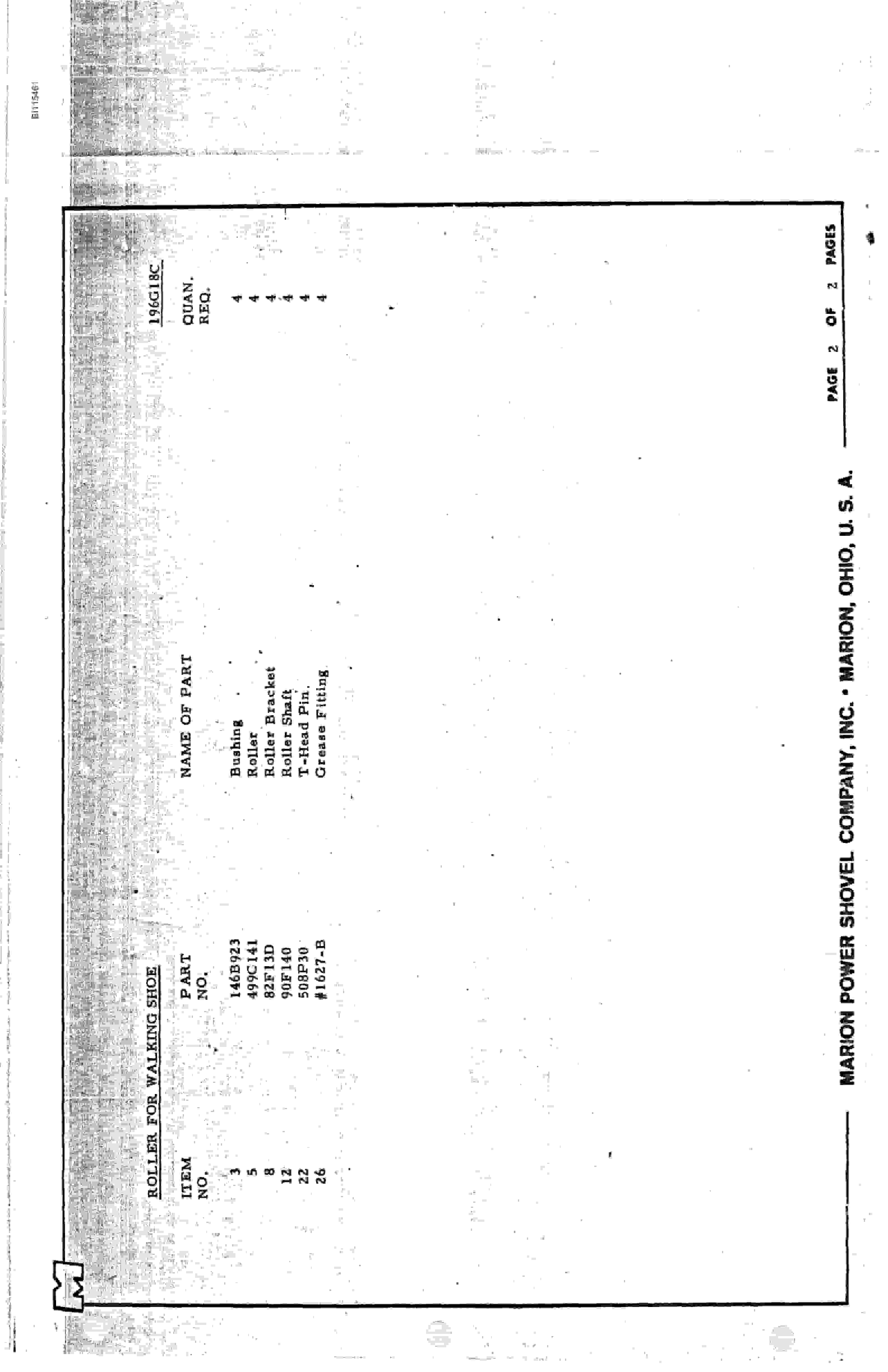 Bucyrus 8750 Parts Catalog BI115461-3