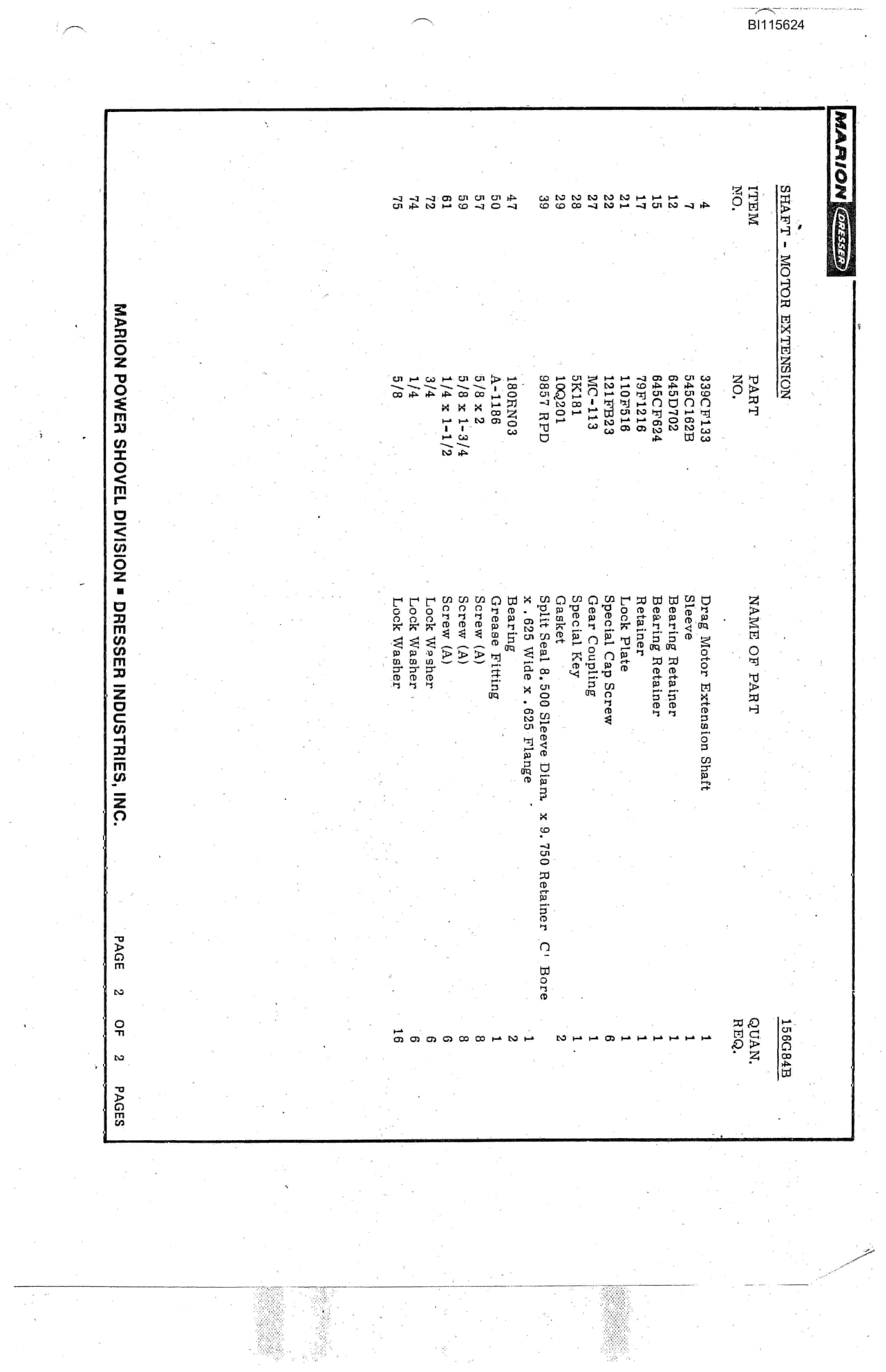 Bucyrus 8750 Technical Manual BI115624-4
