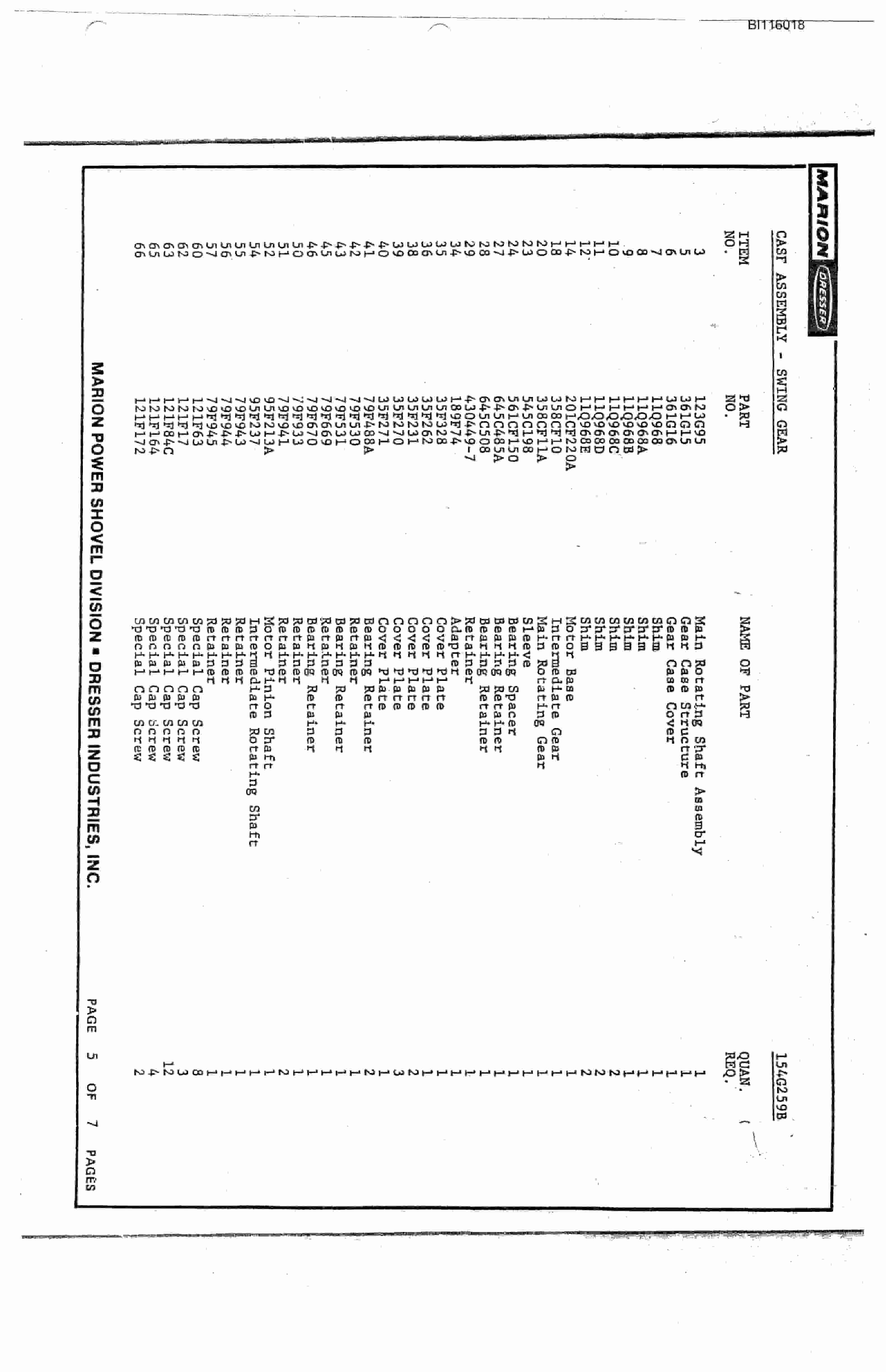 Bucyrus 8750 Technical Manual BI116018-2