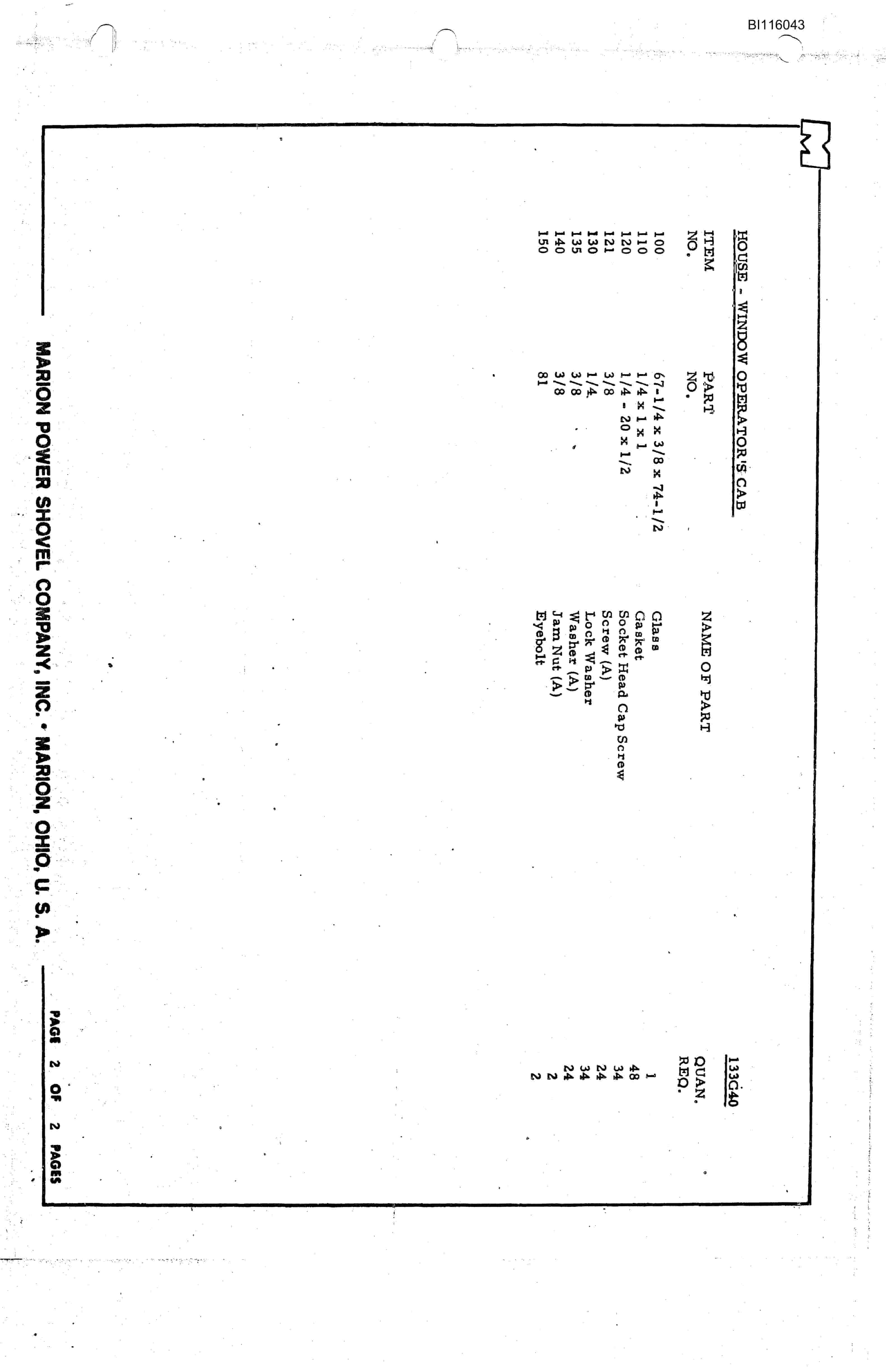 Bucyrus 8750 Technical Manual BI116043-4
