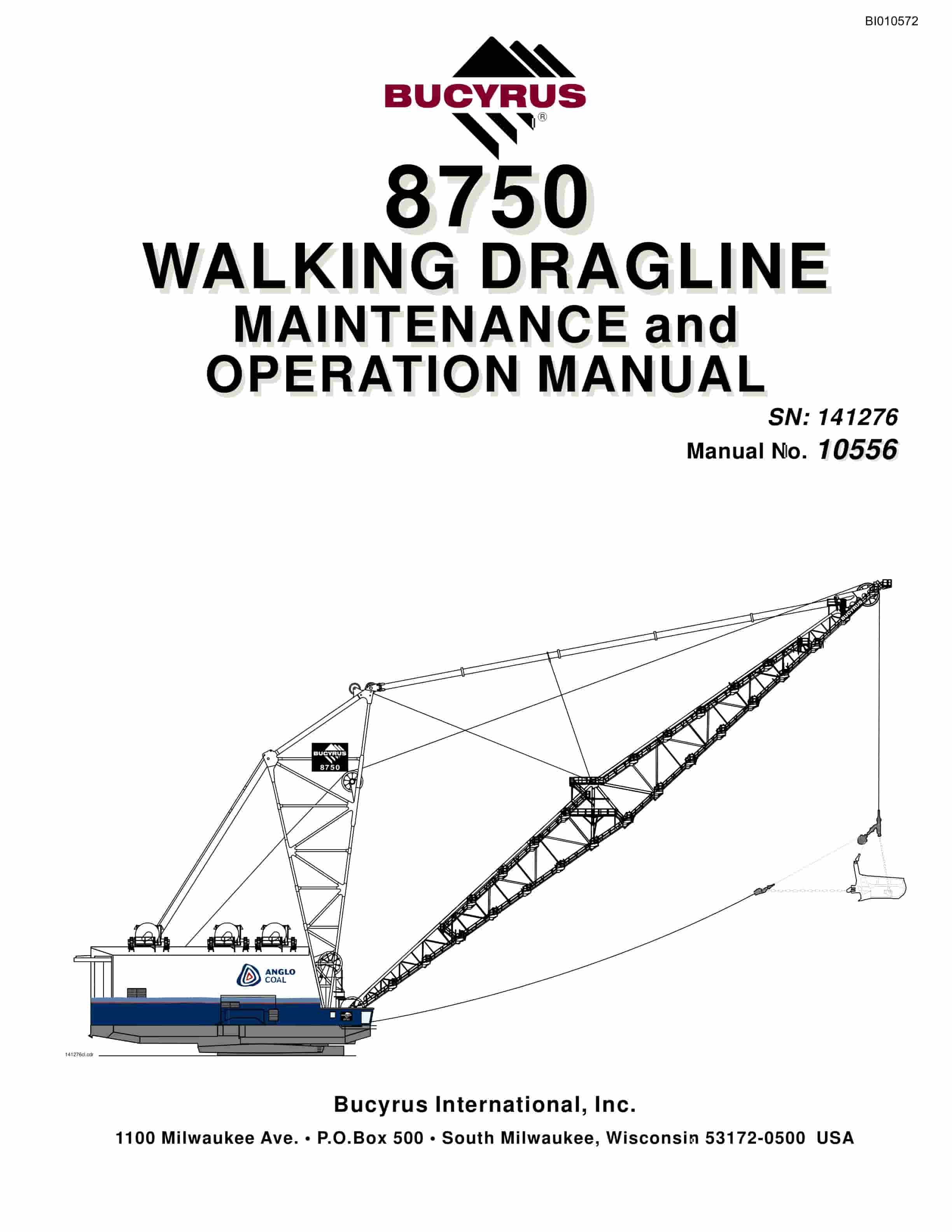 Bucyrus 8750 Walking Dragline Maintenance And Operation Manual BI010572