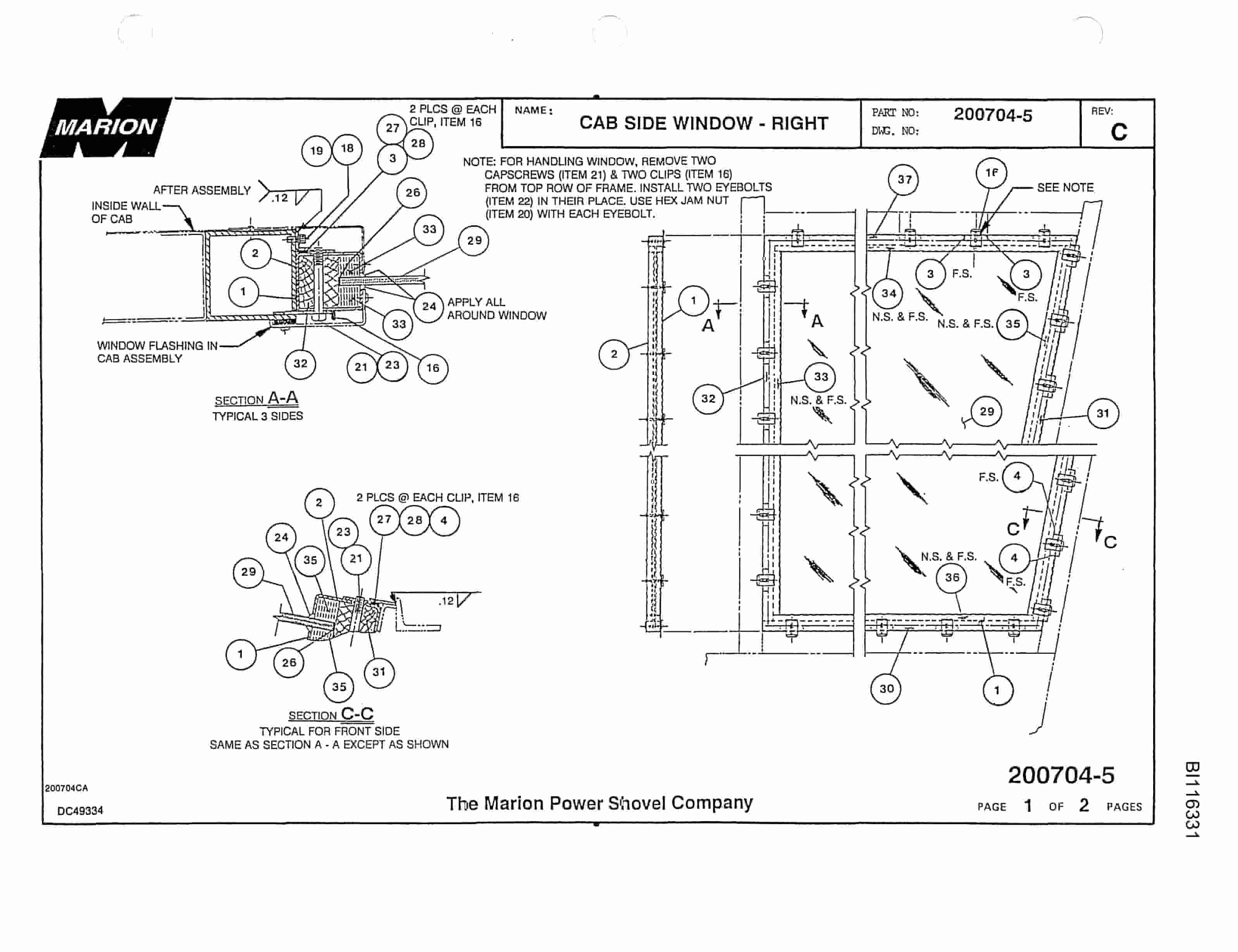 Bucyrus 8750 Walking Dragline Parts Catalog BI116331 Vol 1-2