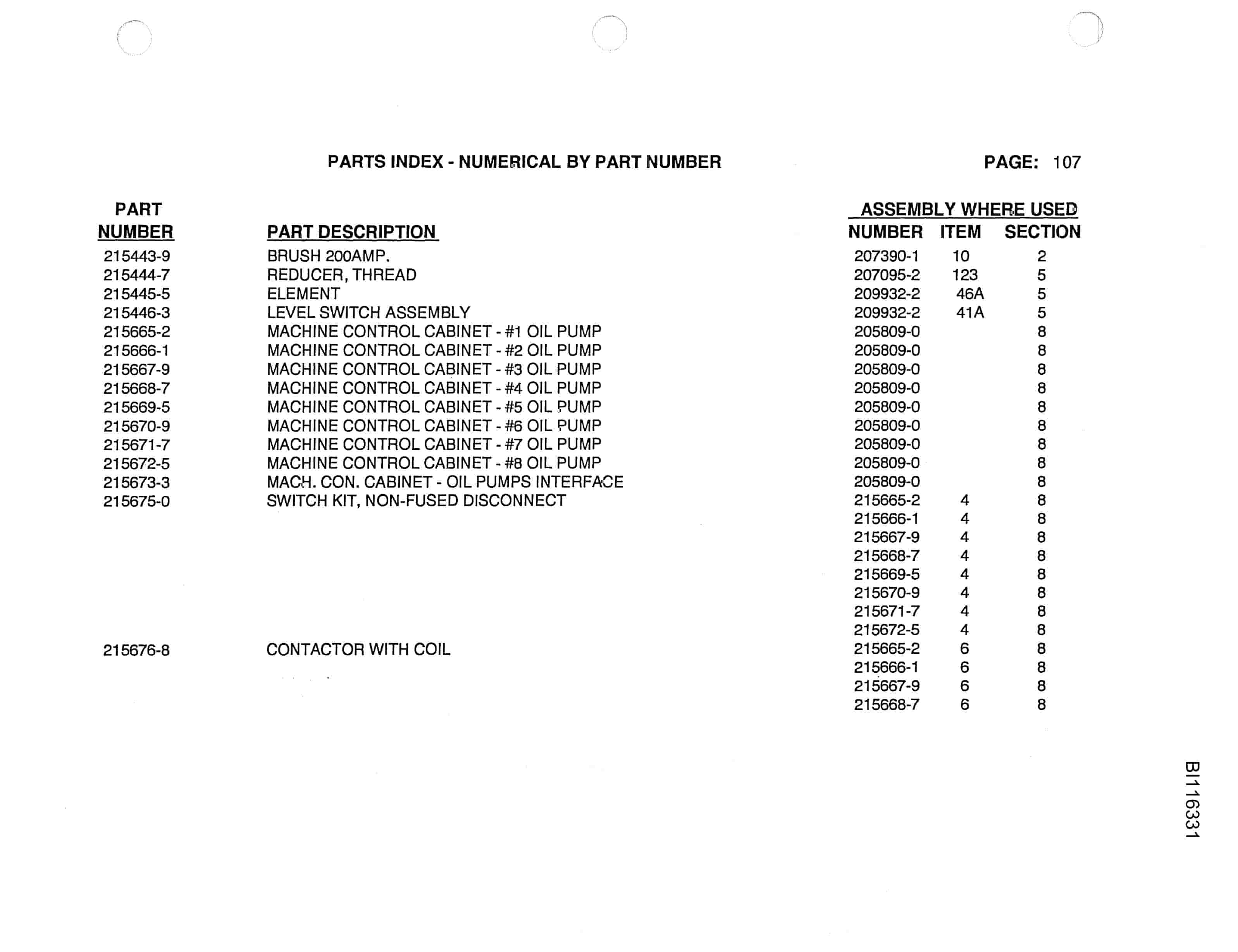 Bucyrus 8750 Walking Dragline Parts Catalog BI116331 Vol 2-4