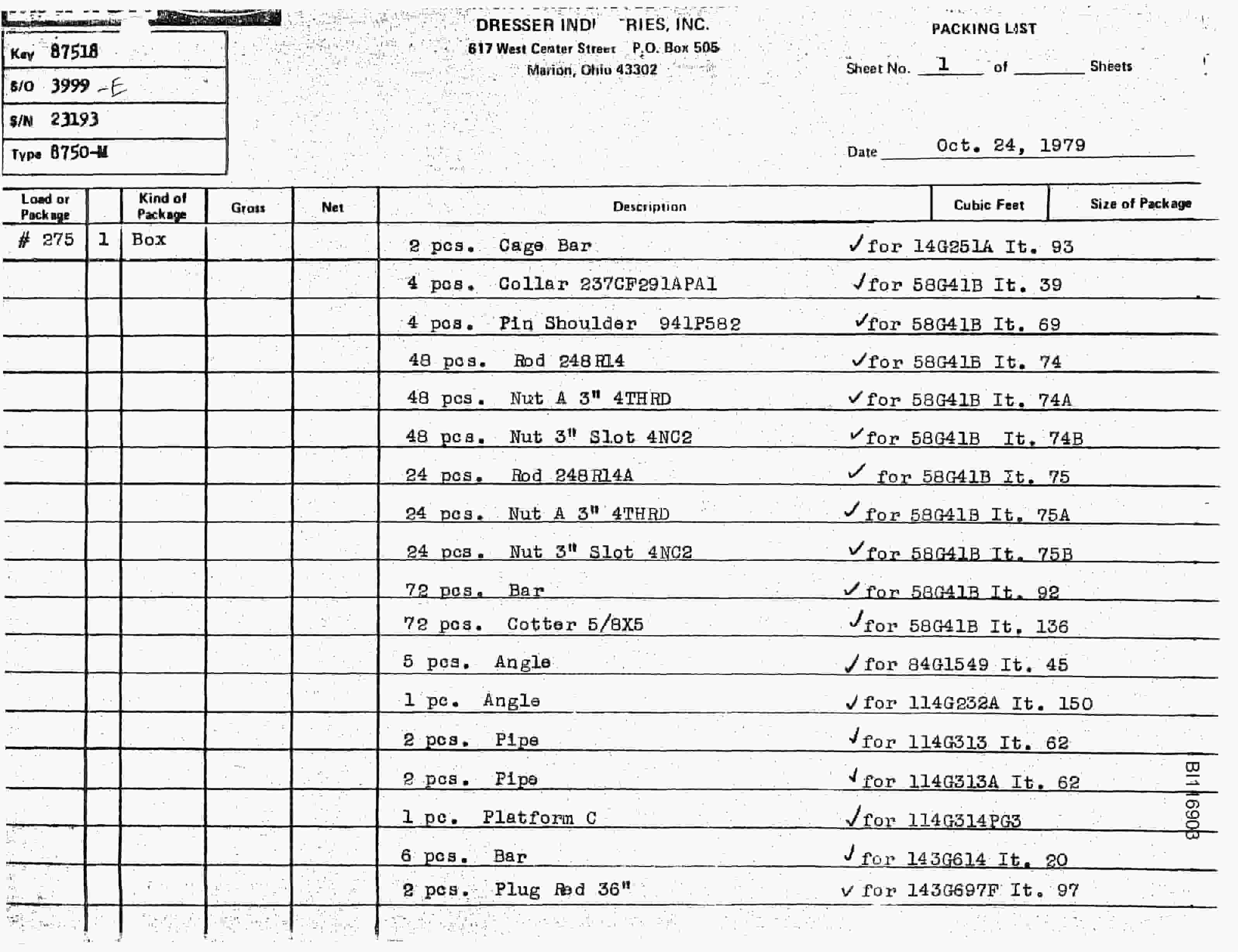 Bucyrus 8750 Walking Dragline Parts Catalog BI116903 Vol 2-5