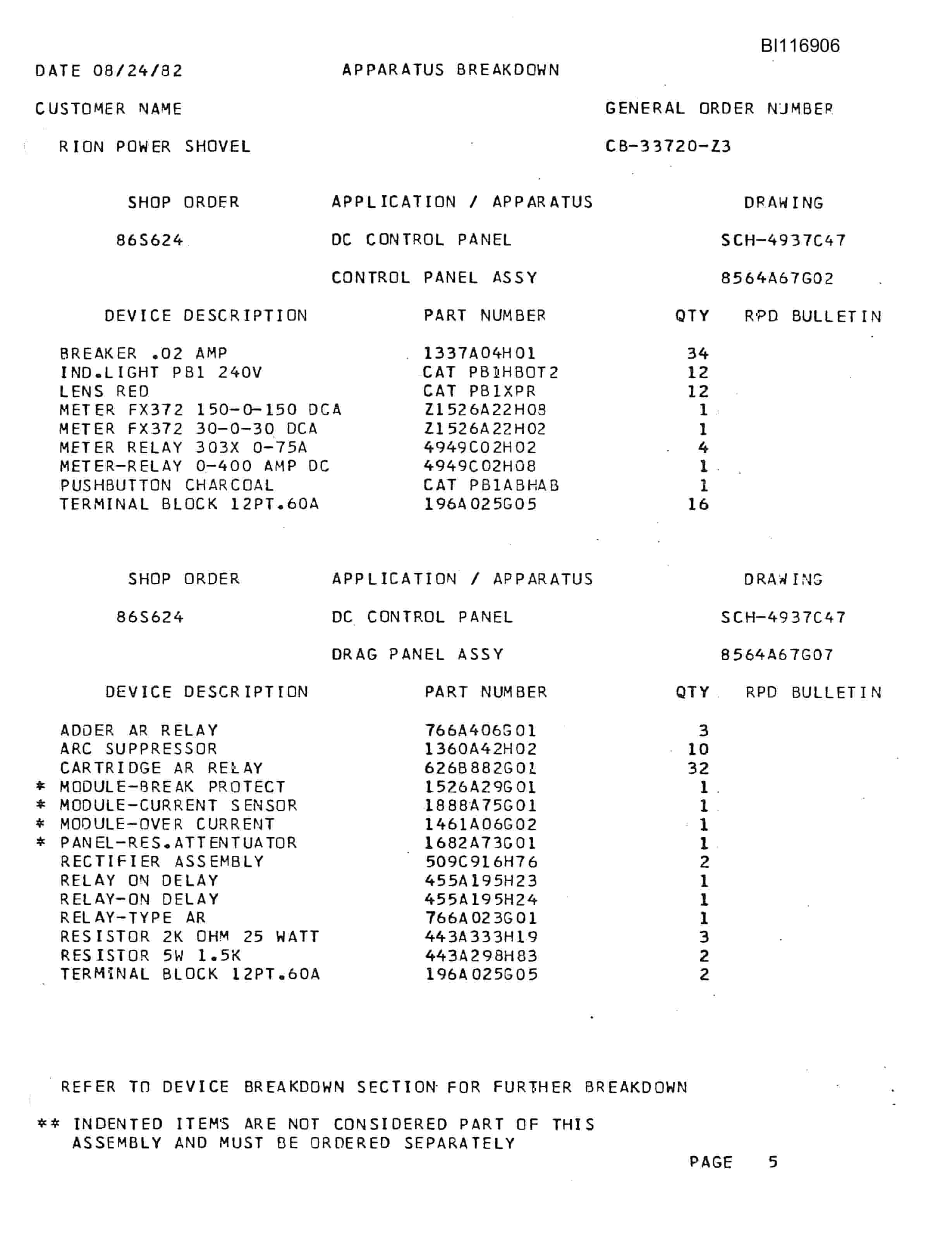 Bucyrus 8750 Walking Dragline Parts Catalog BI116906-2